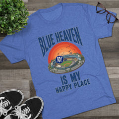 Retro Blue Heaven Is My Happy Place Tee - Tri-Blend Crew T-Shirt