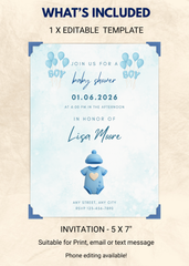 Boy Baby Shower Editable Invitation (Portrait)