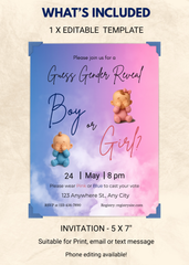 Baby Guess Gender Reveal Editable Invitation (Portrait)
