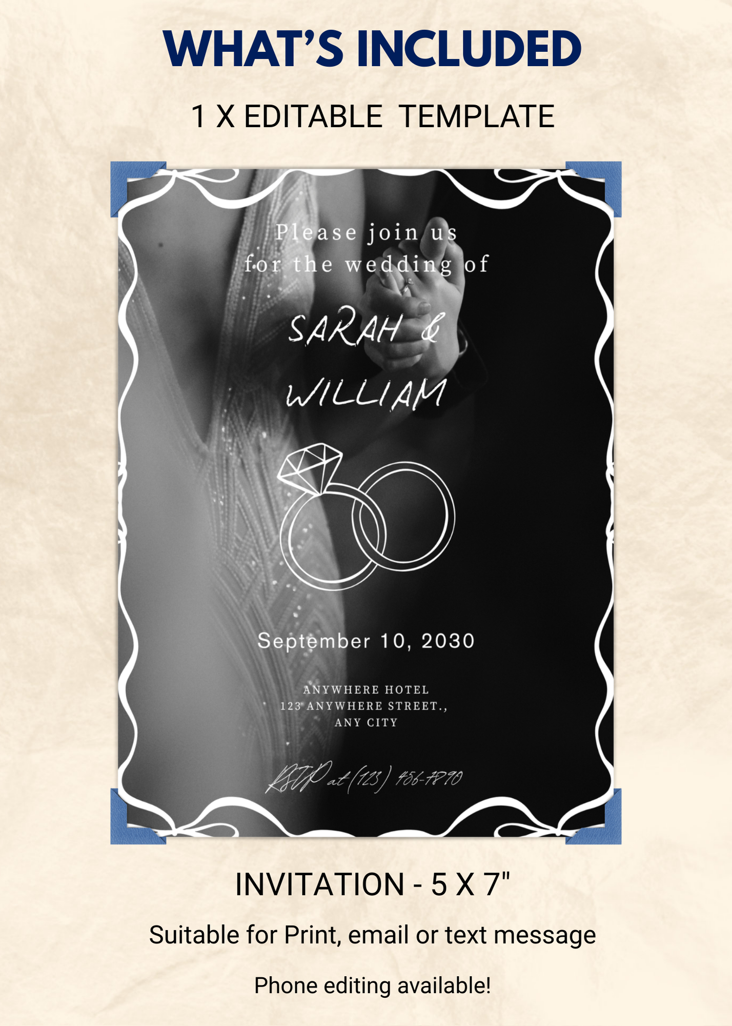 Wedding Editable Invitation (Portrait)