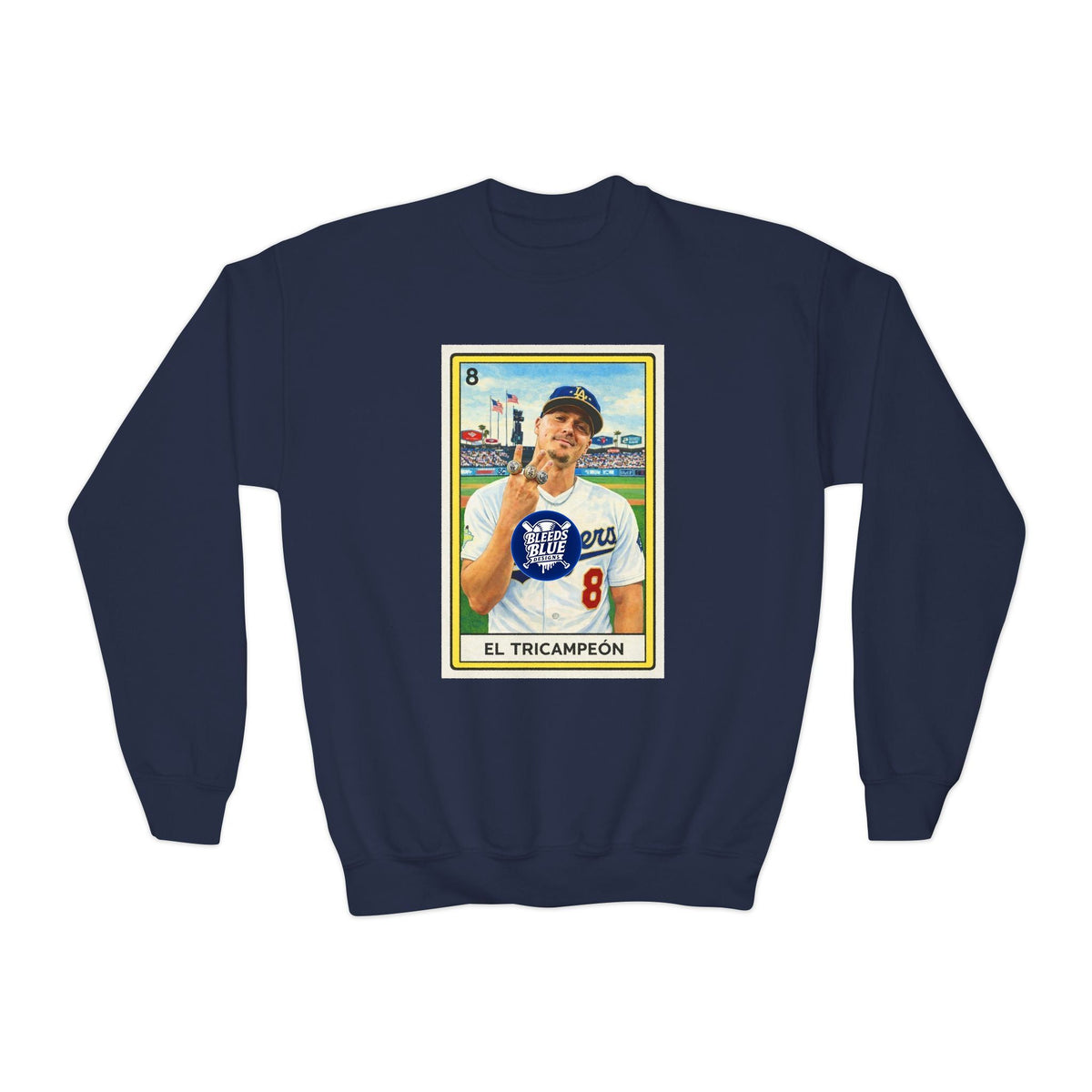 El Tricampeón Loteria Card Kike Team Pride - Youth Crewneck Sweatshirt