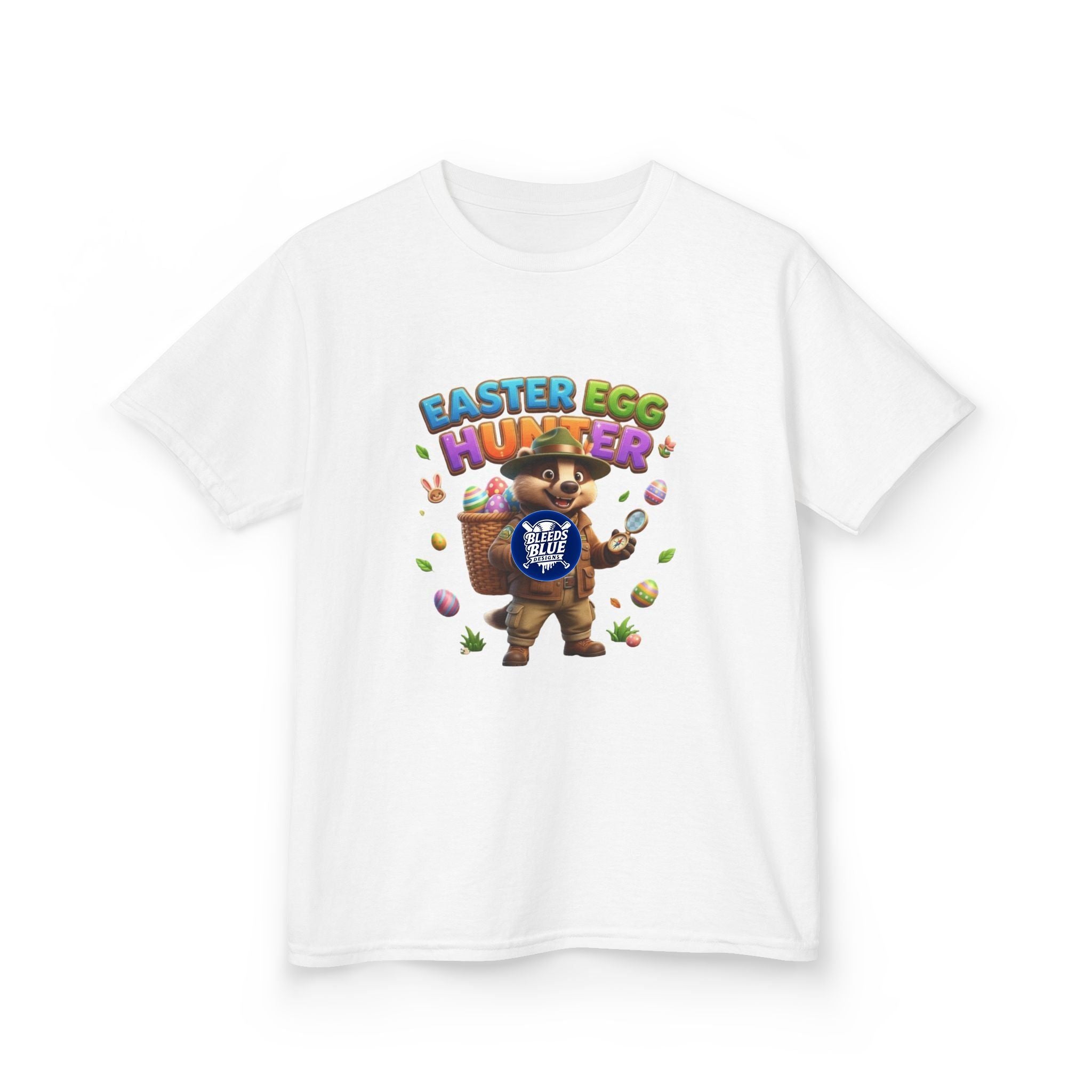 Kids Badger Easter Egg Hunter T-Shirt — Cute Hunter Costume Easter Tee