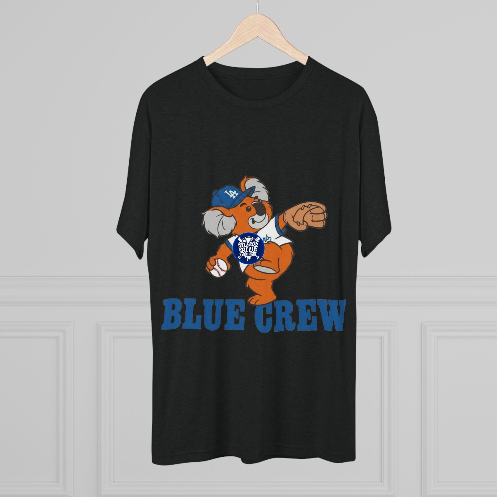 Blue Crew Koala Mascot Tee - Tri-Blend Crew T-Shirt