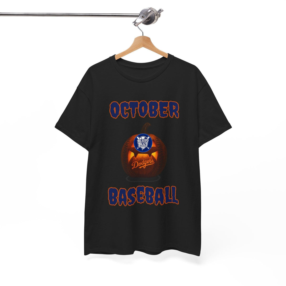 Spooky Season October Dodgers Baseball Tee Shirt - Unisex Heavy Cotton Casual Fit