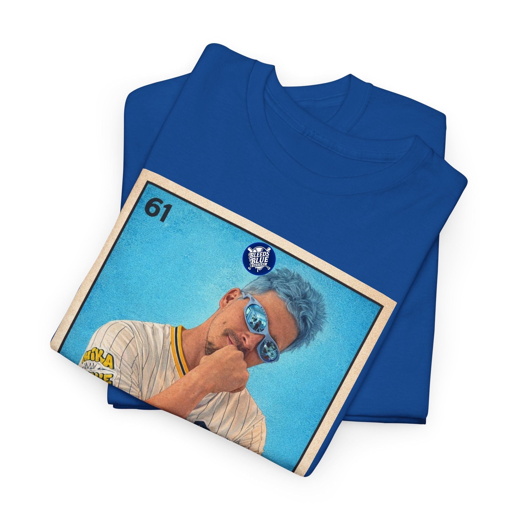 Baseball Card Tee — "Señor Azul" Vintage Player Graphic Shirt