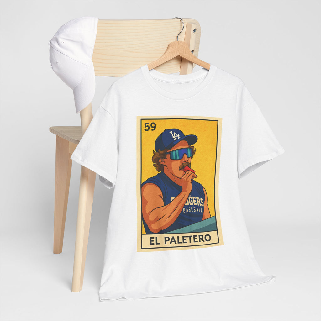 Kike El Paletero Loteria Card Tee Shirt -  Unisex Heavy Cotton Tee Casual Fit
