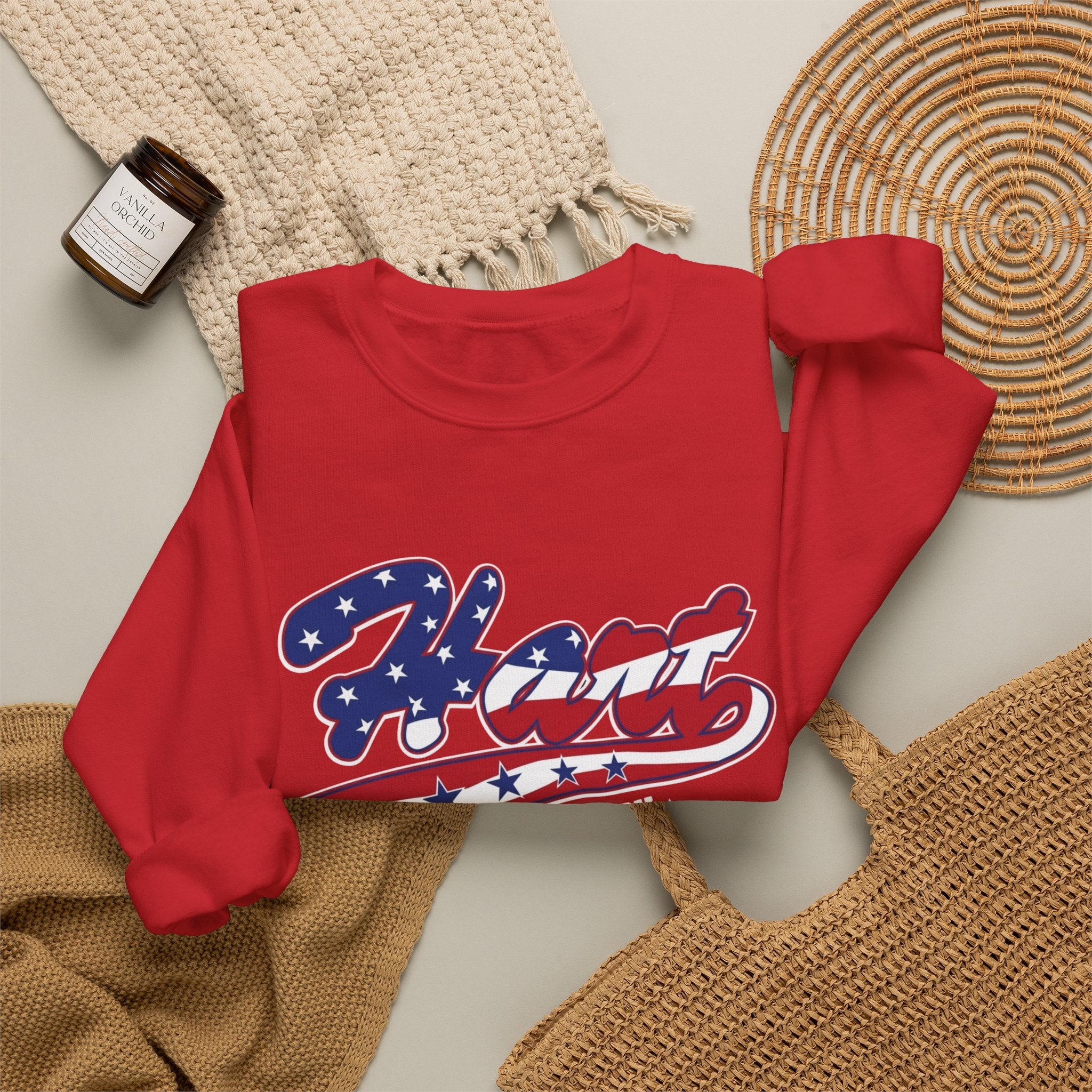 Crewneck Sweatshirt — 'Hart Smashers' Baseball Team USA Flag Logo