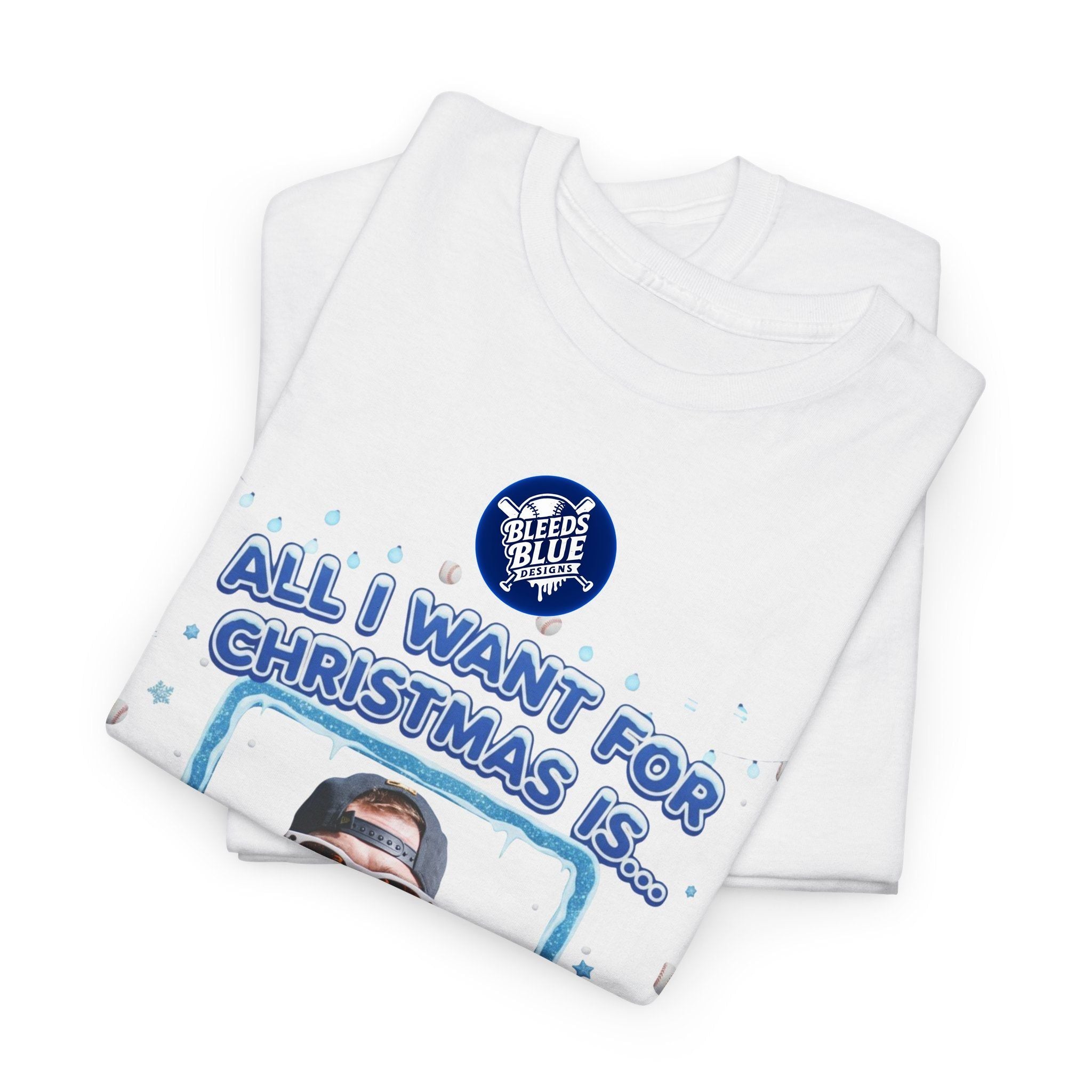 Holiday All I Want for Christmas Dodgers Kike Tee Shirt - Unisex Heavy Cotton Casual Fit
