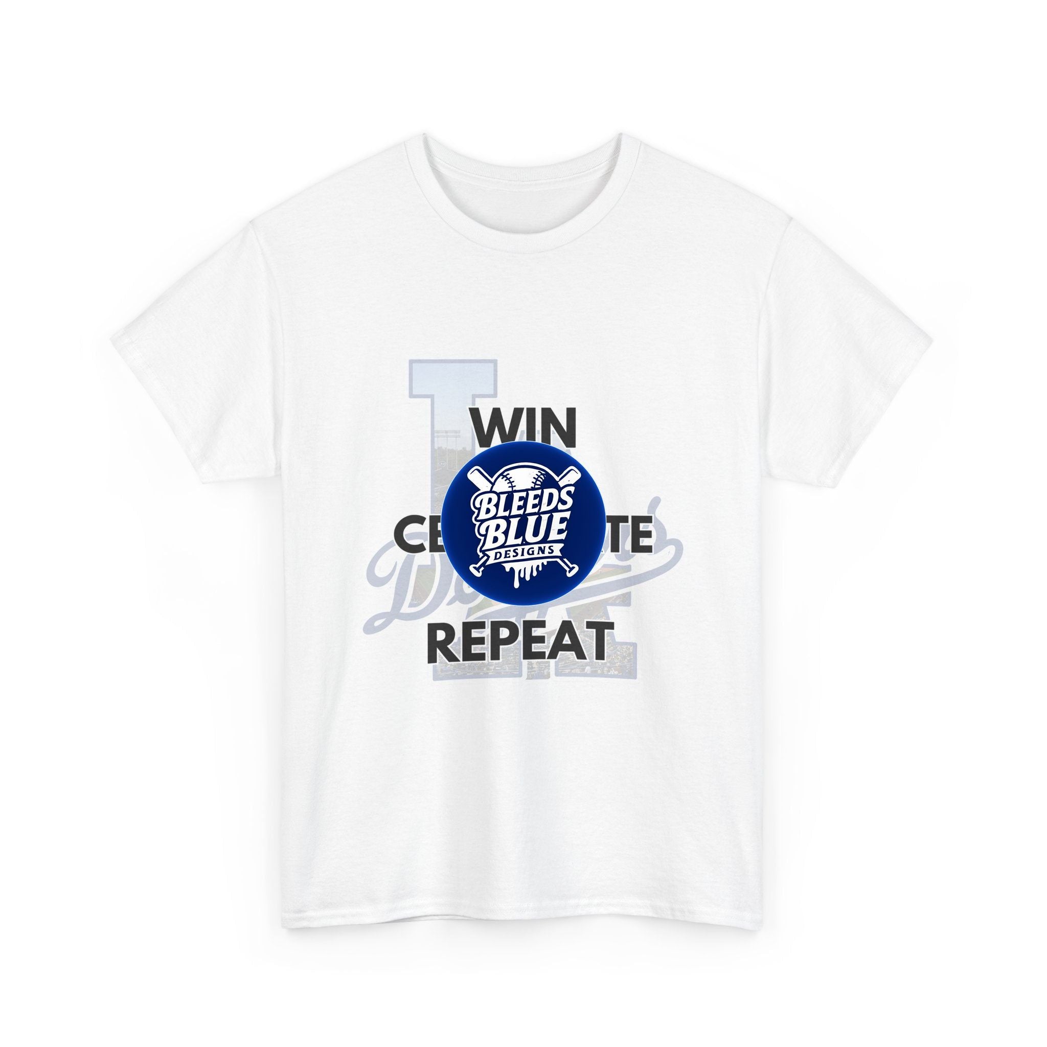 Los Angeles Dodgers Win Celebrate Repeat Tee Shirt - Unisex Heavy Cotton Casual Fit