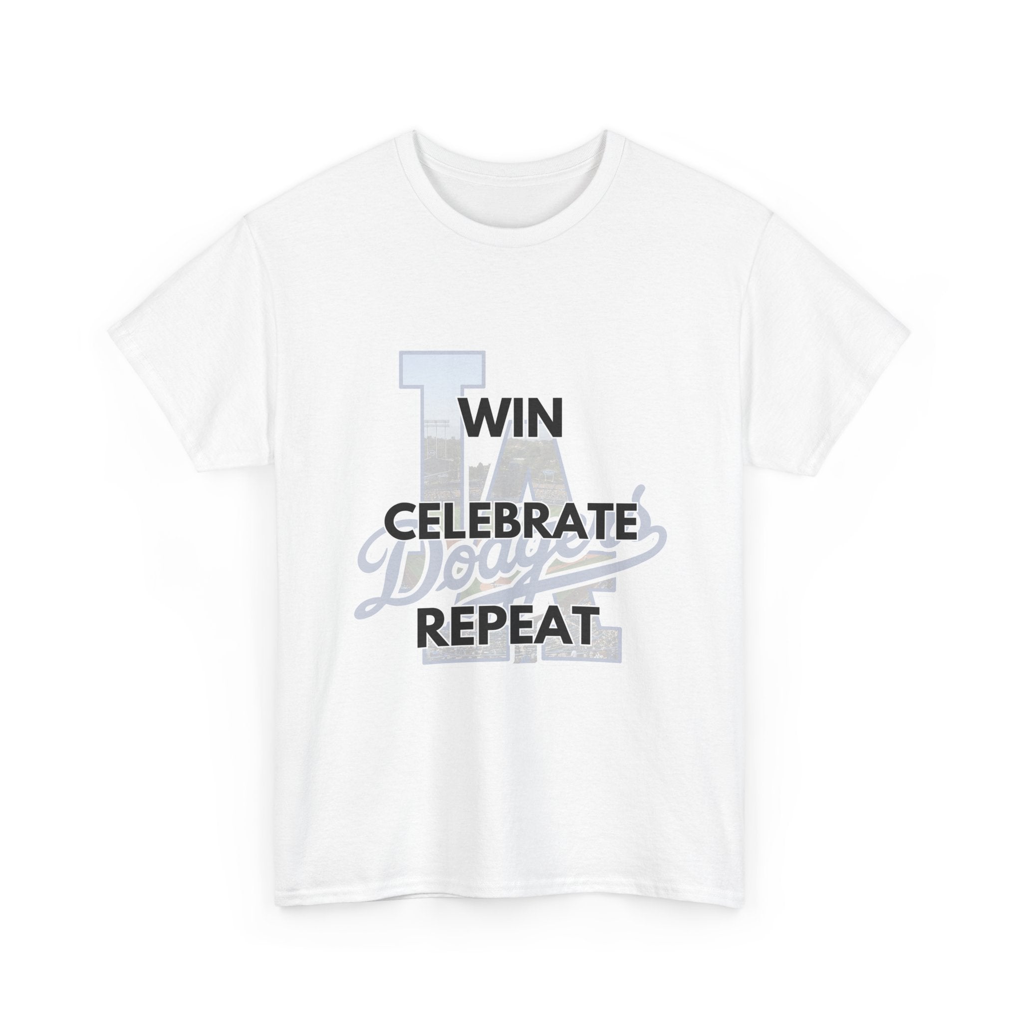 Los Angeles Dodgers Win Celebrate Repeat Tee Shirt - Unisex Heavy Cotton Casual Fit