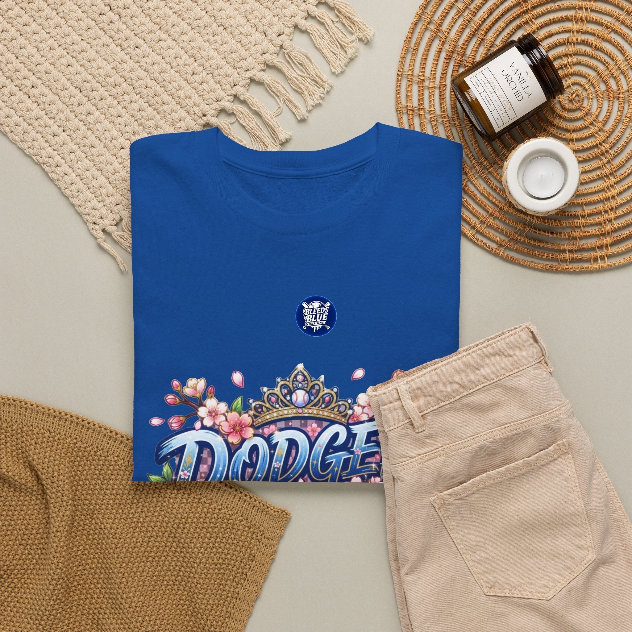 Dodger Queen Cherry Blossom Baseball Tee