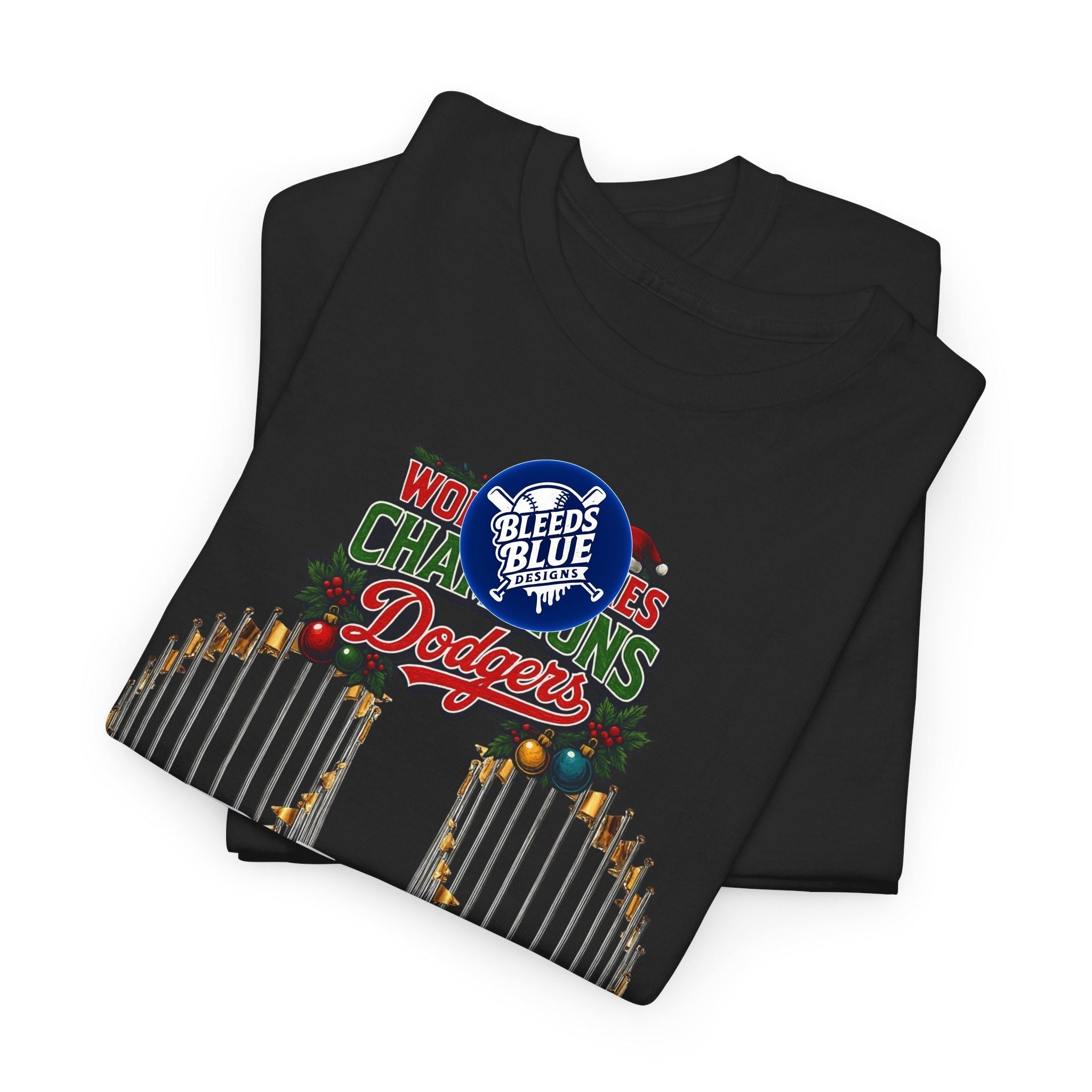 Holiday Back 2 Back World Series Champions Dodgers Tee Shirt - Unisex Heavy Cotton Casual Fit