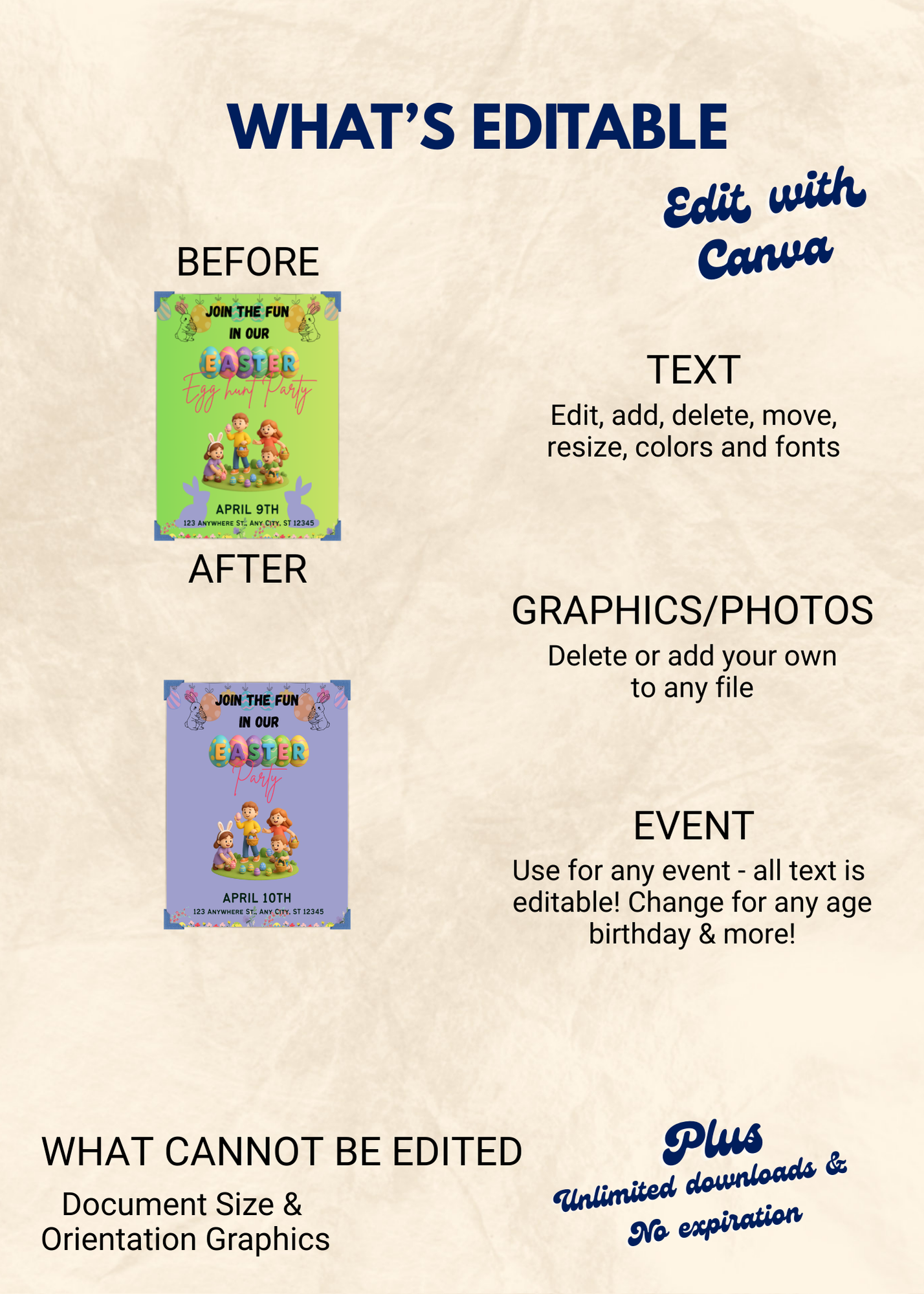 Easter Party Editable Invitation (Portrait)