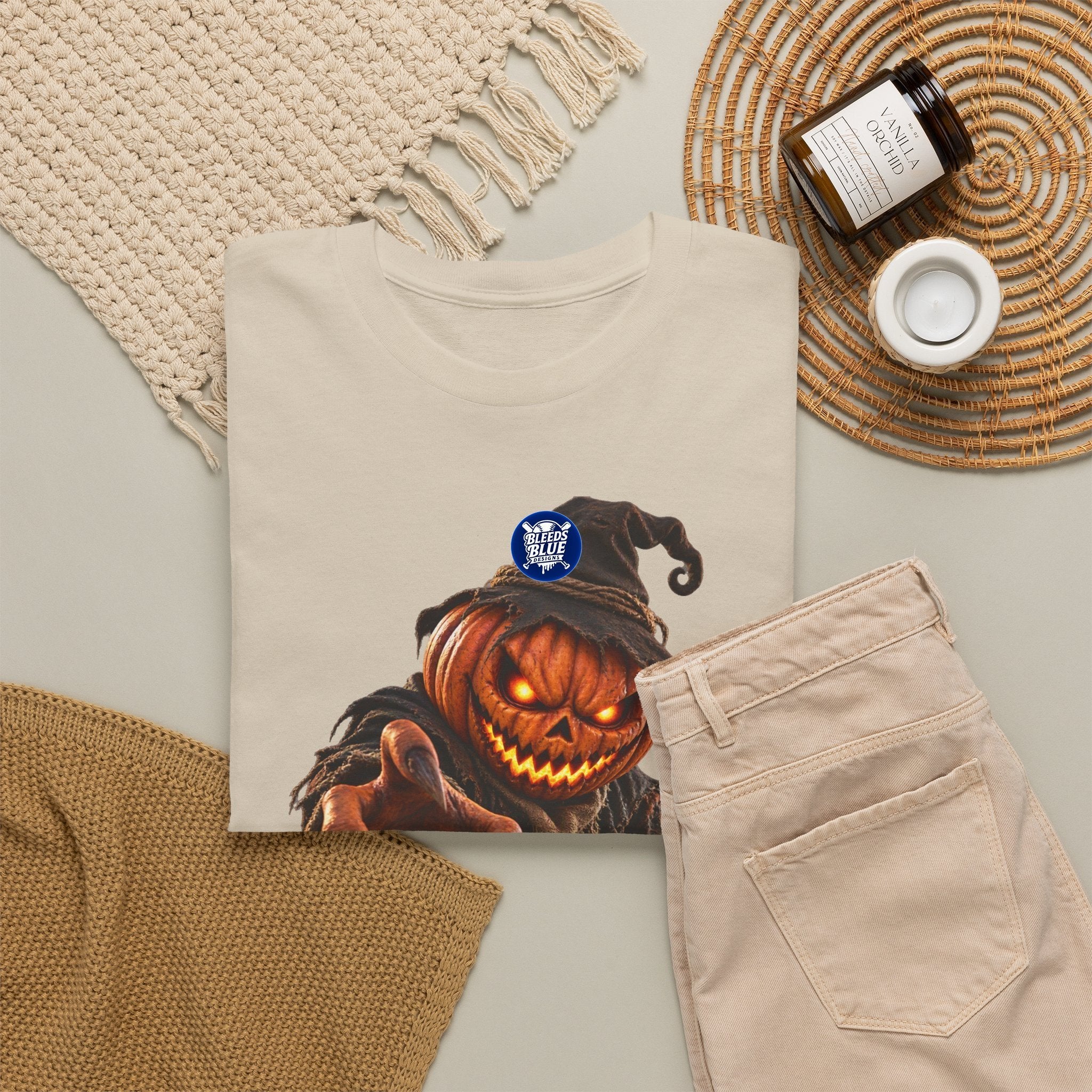 Spooky Season Pumpkin Head Scarecrow T-Shirt