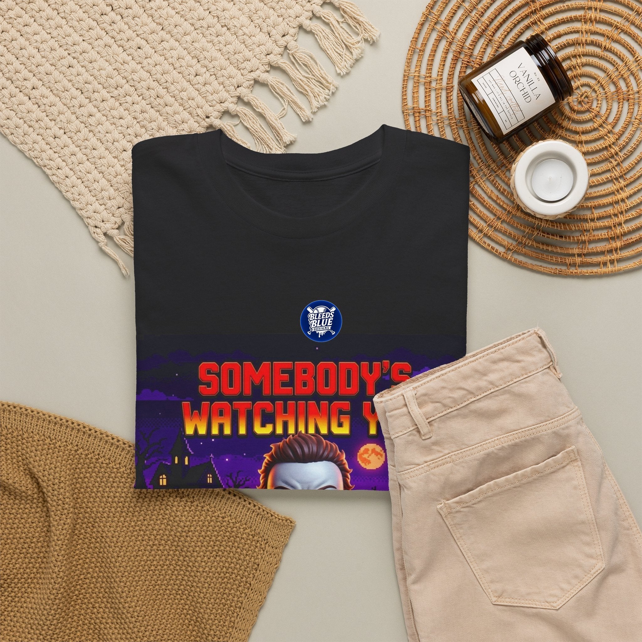Halloween Somebody's Watching You Jason Retro Arcade Spooky Season T-Shirt