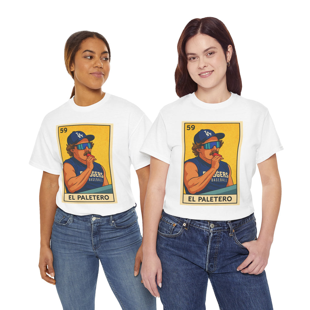Kike El Paletero Loteria Card Tee Shirt -  Unisex Heavy Cotton Tee Casual Fit