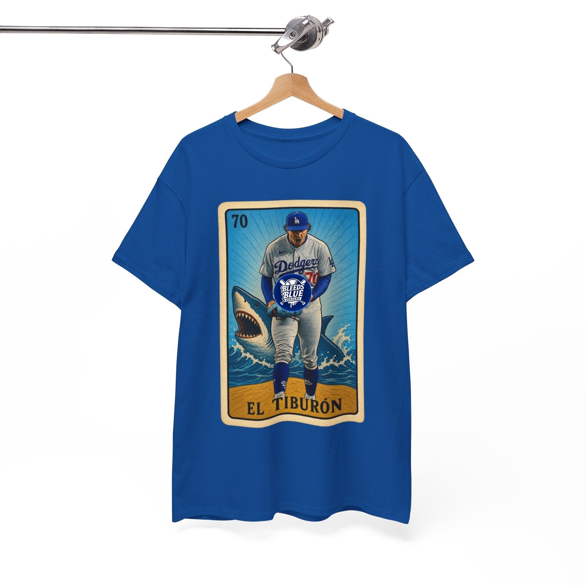 Baseball Shark 'El Tiburón' Tee – Vintage Lotería Style Baseball T-Shirt