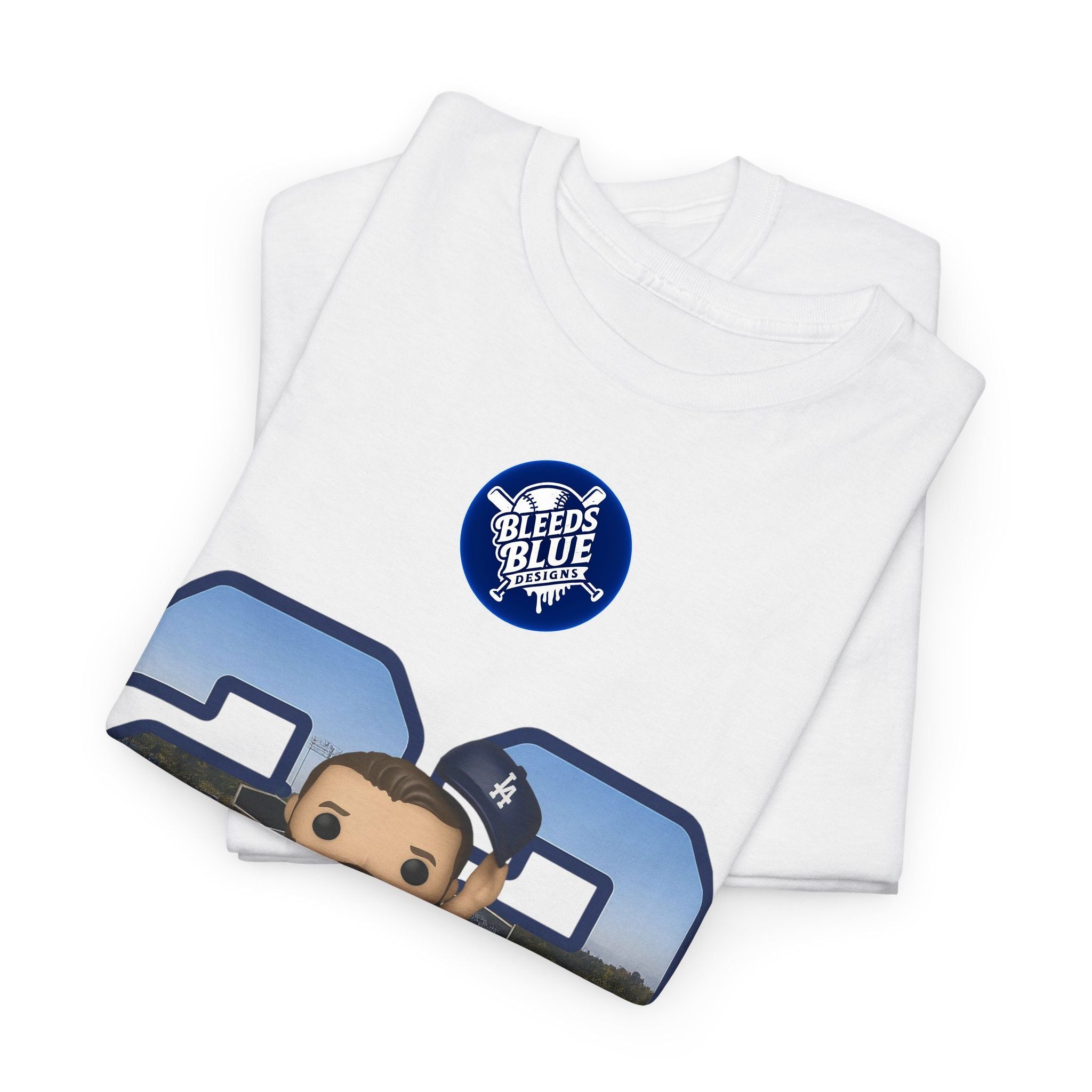 Kershaw Number 22 with a Funko Style Figurine Tee Shirt - Unisex Heavy Cotton Casual Fit