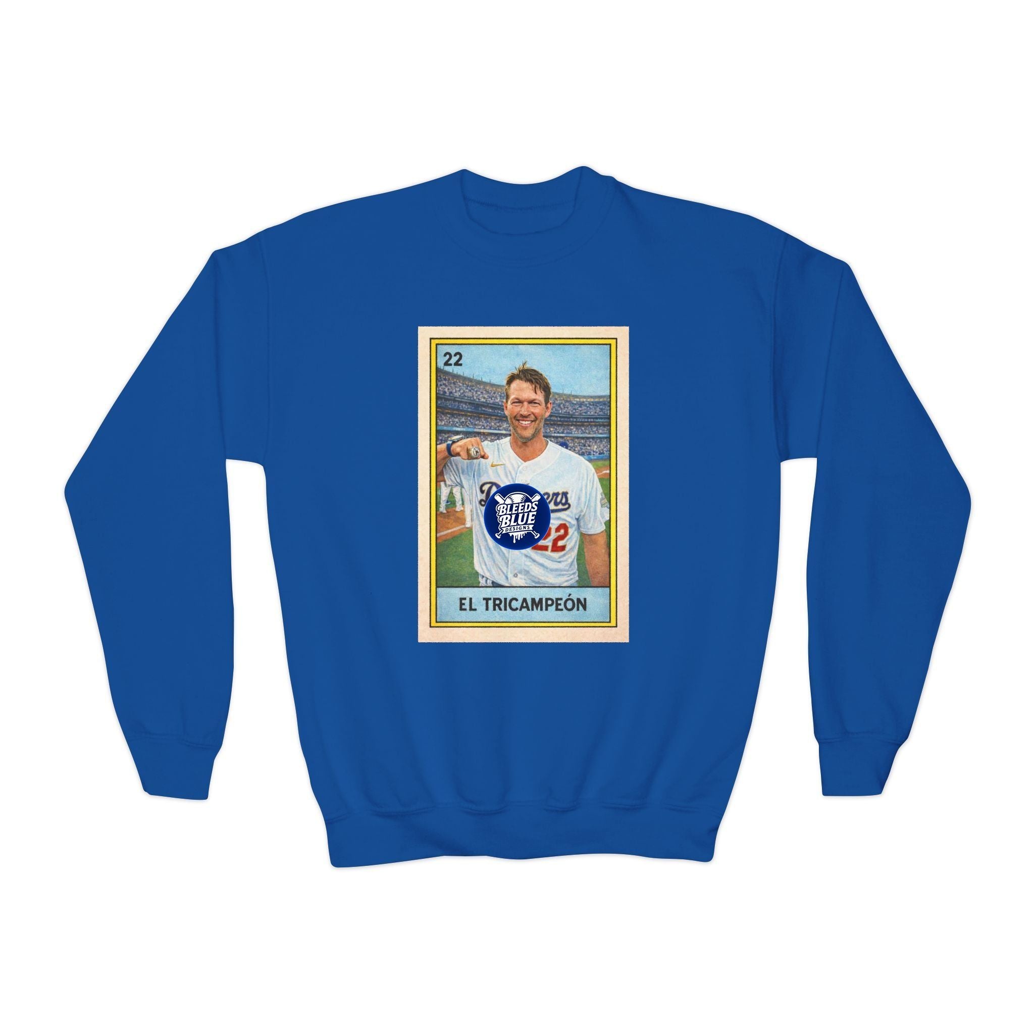 El Tricampeón Lotería Card Kershaw Team Pride - Youth Crewneck Sweatshirt