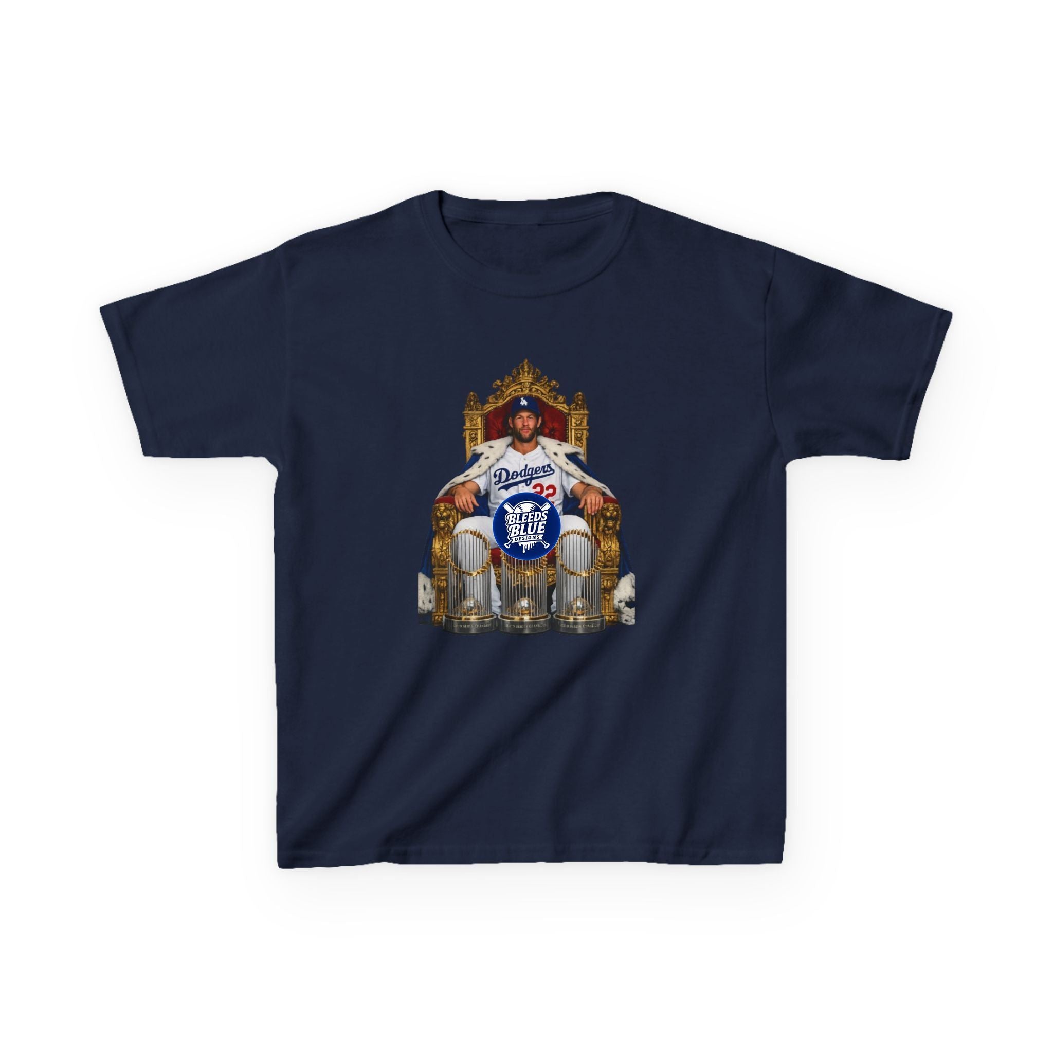 Kershaw Baseball Throne Kids T-Shirt – Youth Heavy Cotton Casual Fit
