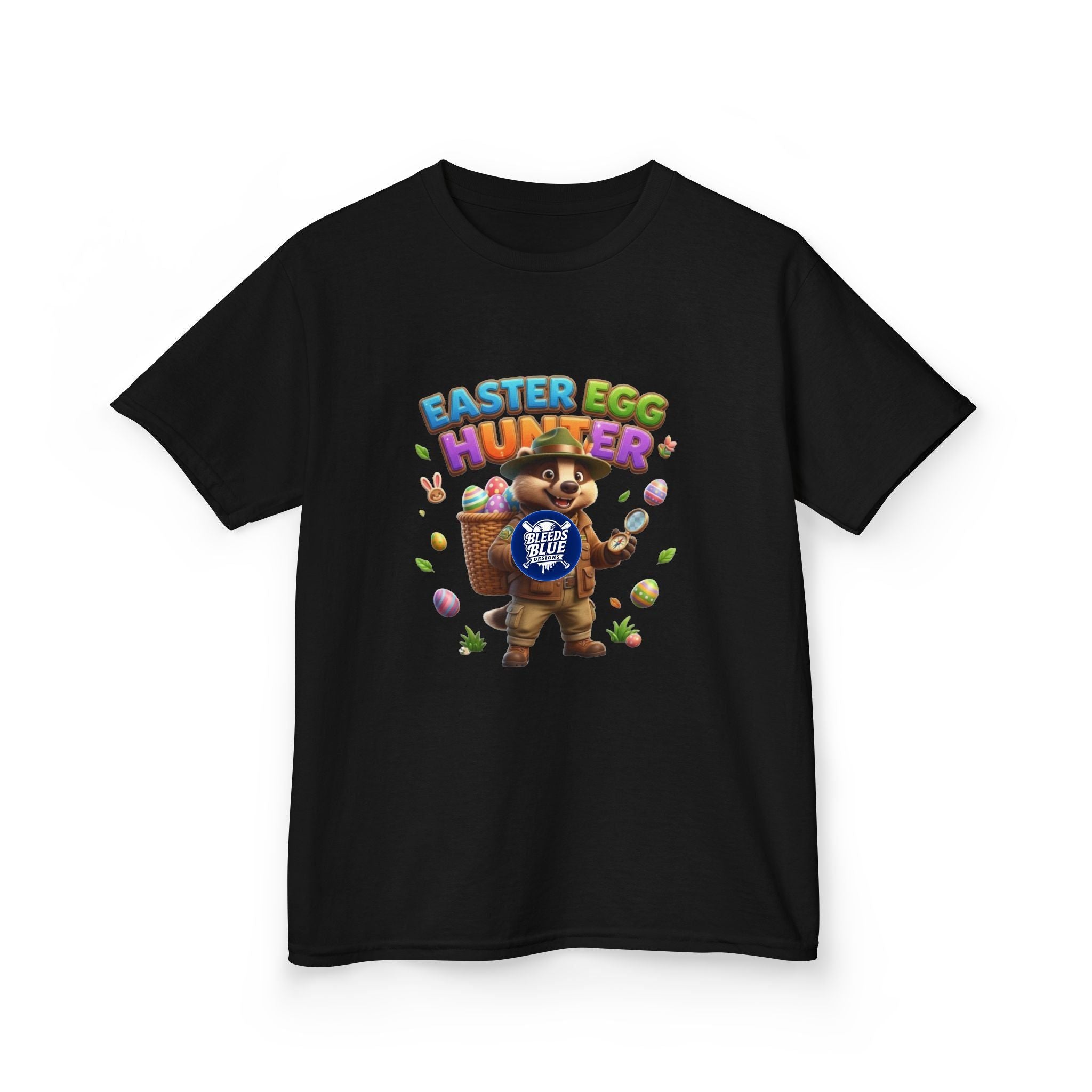 Kids Badger Easter Egg Hunter T-Shirt — Cute Hunter Costume Easter Tee