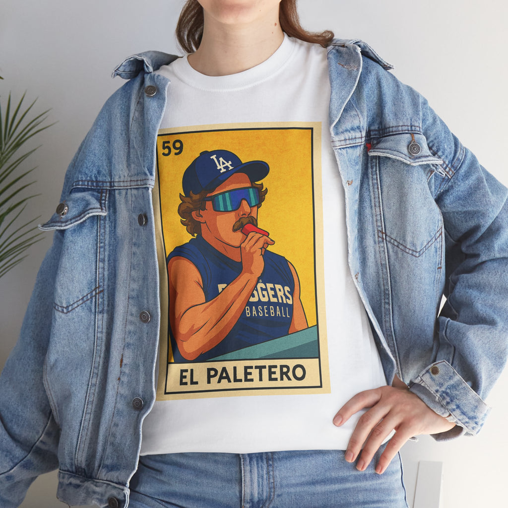 Kike El Paletero Loteria Card Tee Shirt -  Unisex Heavy Cotton Tee Casual Fit