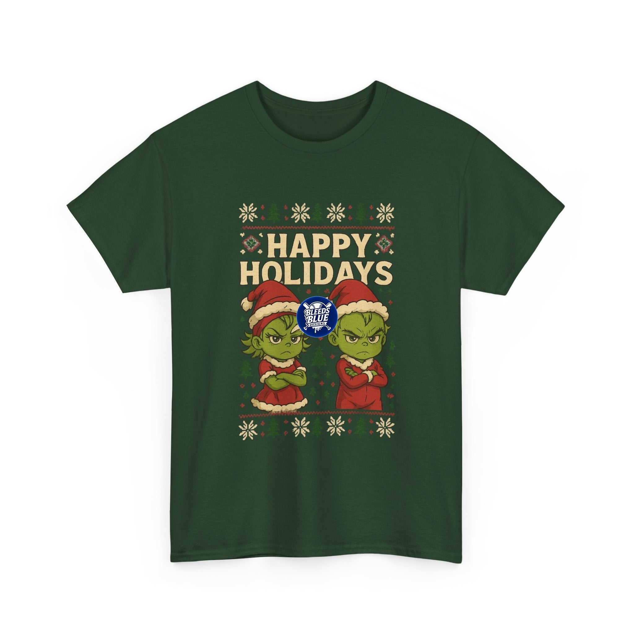 Holiday Ugly Christmas Baby Grinchies Tee Shirt - Unisex Heavy Cotton Casual Fit