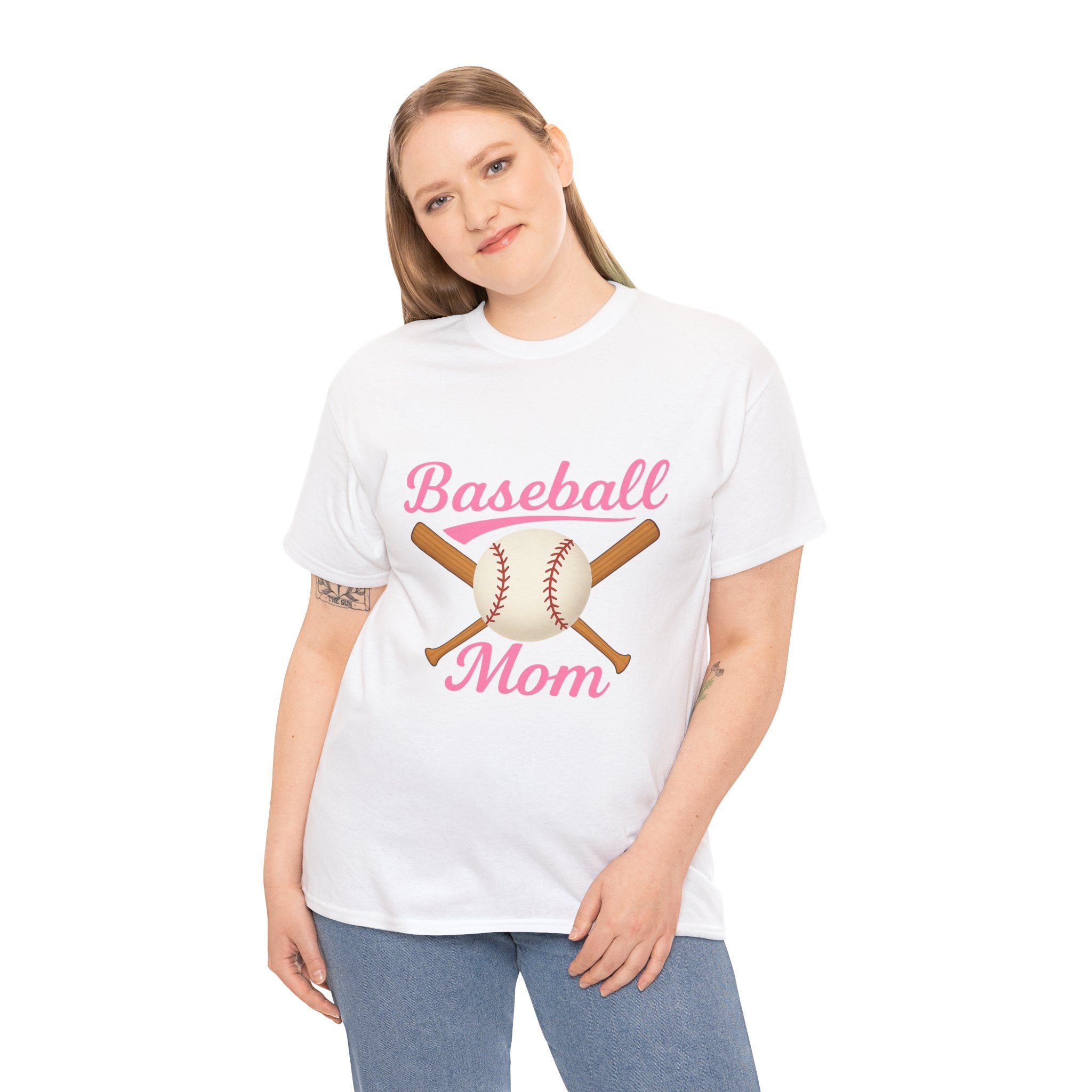 Pink Baseball Mom Tee Shirt - Unisex Heavy Cotton Tee Casual Fit