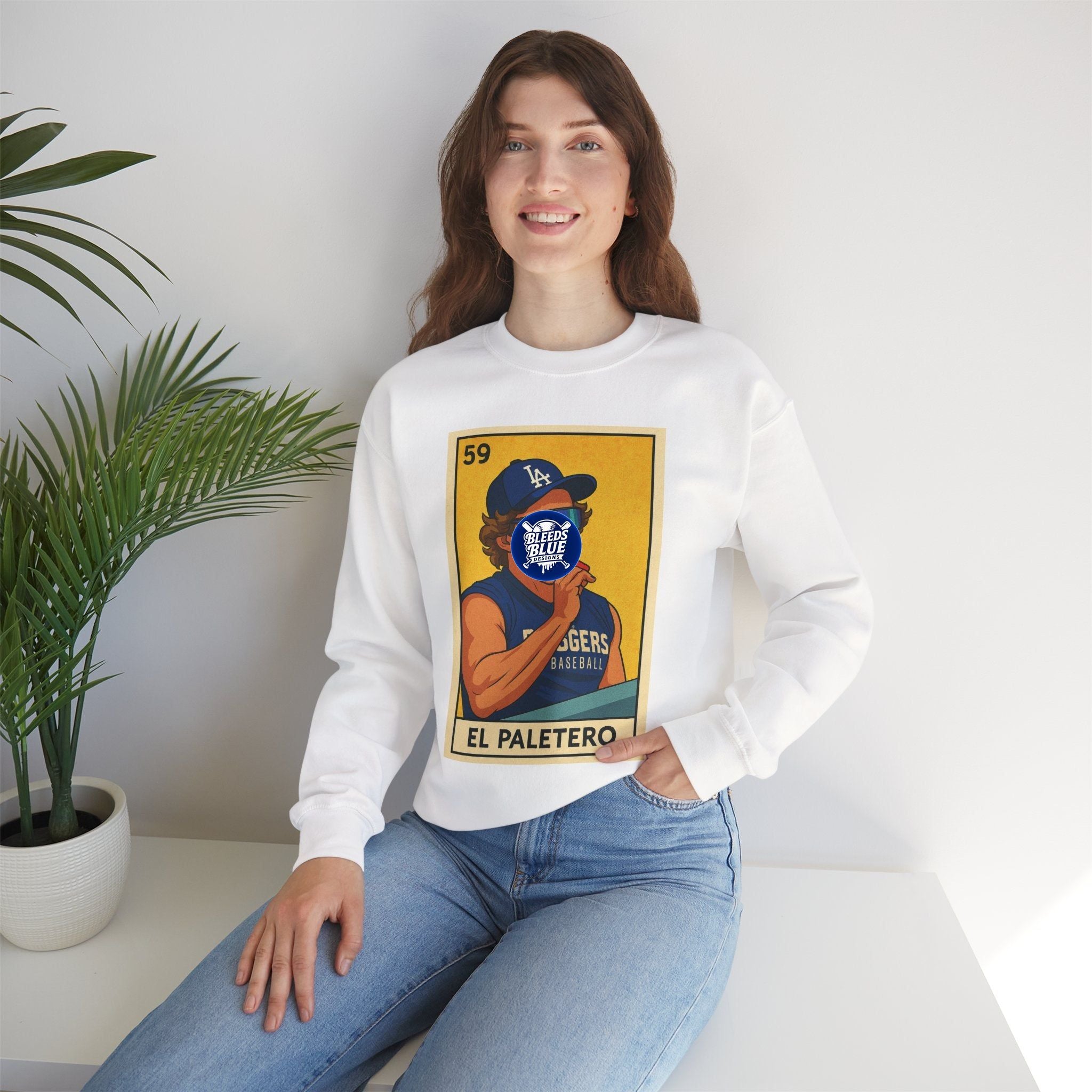Dodgers Kike El Paletero Loteria Card Sweatshirt - Unisex Crewneck Casual Streetwear