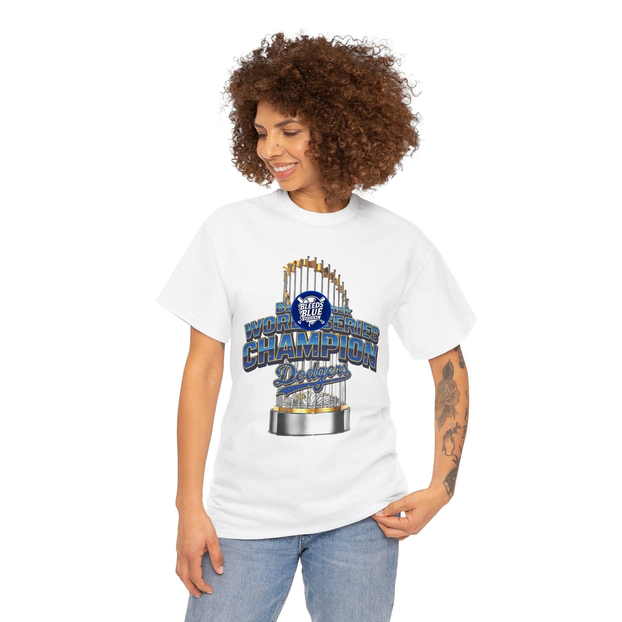 Dodgers Gold Back 2 Back World Series Champion Tee Shirt - Unisex Heavy Cotton Casual Fit