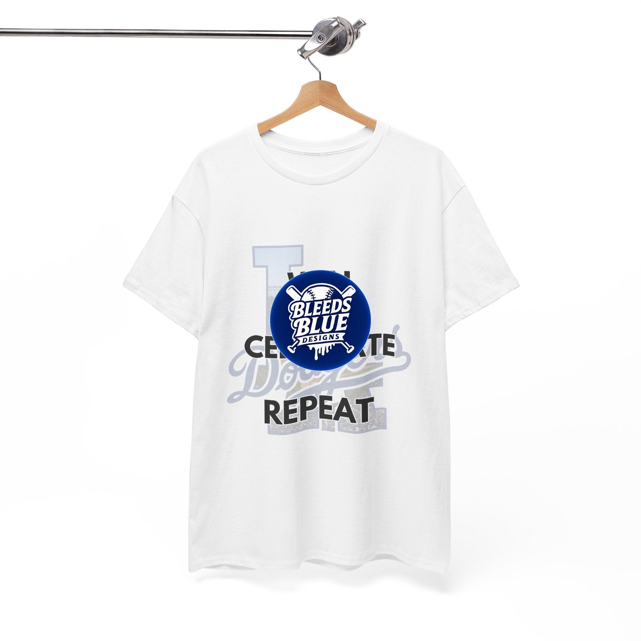 Los Angeles Dodgers Win Celebrate Repeat Tee Shirt - Unisex Heavy Cotton Casual Fit