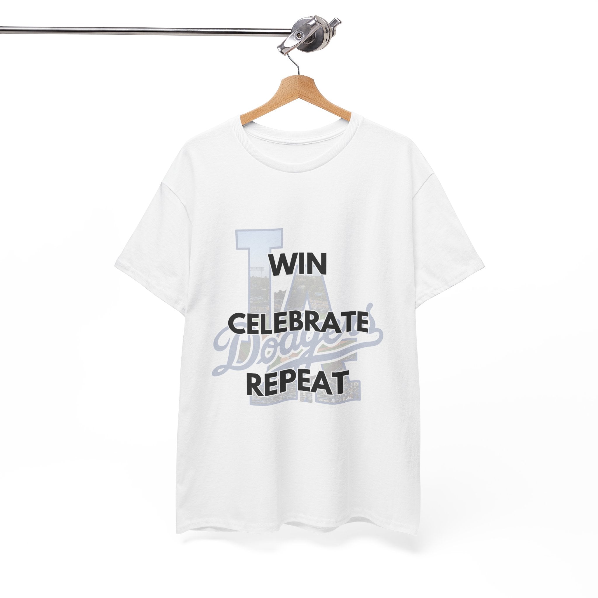 Los Angeles Dodgers Win Celebrate Repeat Tee Shirt - Unisex Heavy Cotton Casual Fit