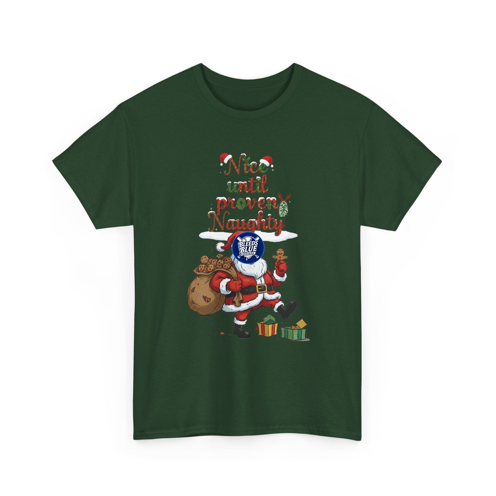 Santa Nice Until Proven Naughty Tee Shirt - Unisex Heavy Cotton Casual Fit