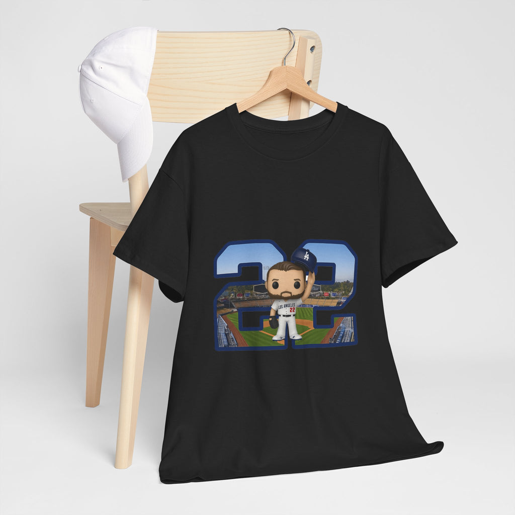 Kershaw Number 22 with a Funko Style Figurine Tee Shirt - Unisex Heavy Cotton Tee Casual Fit