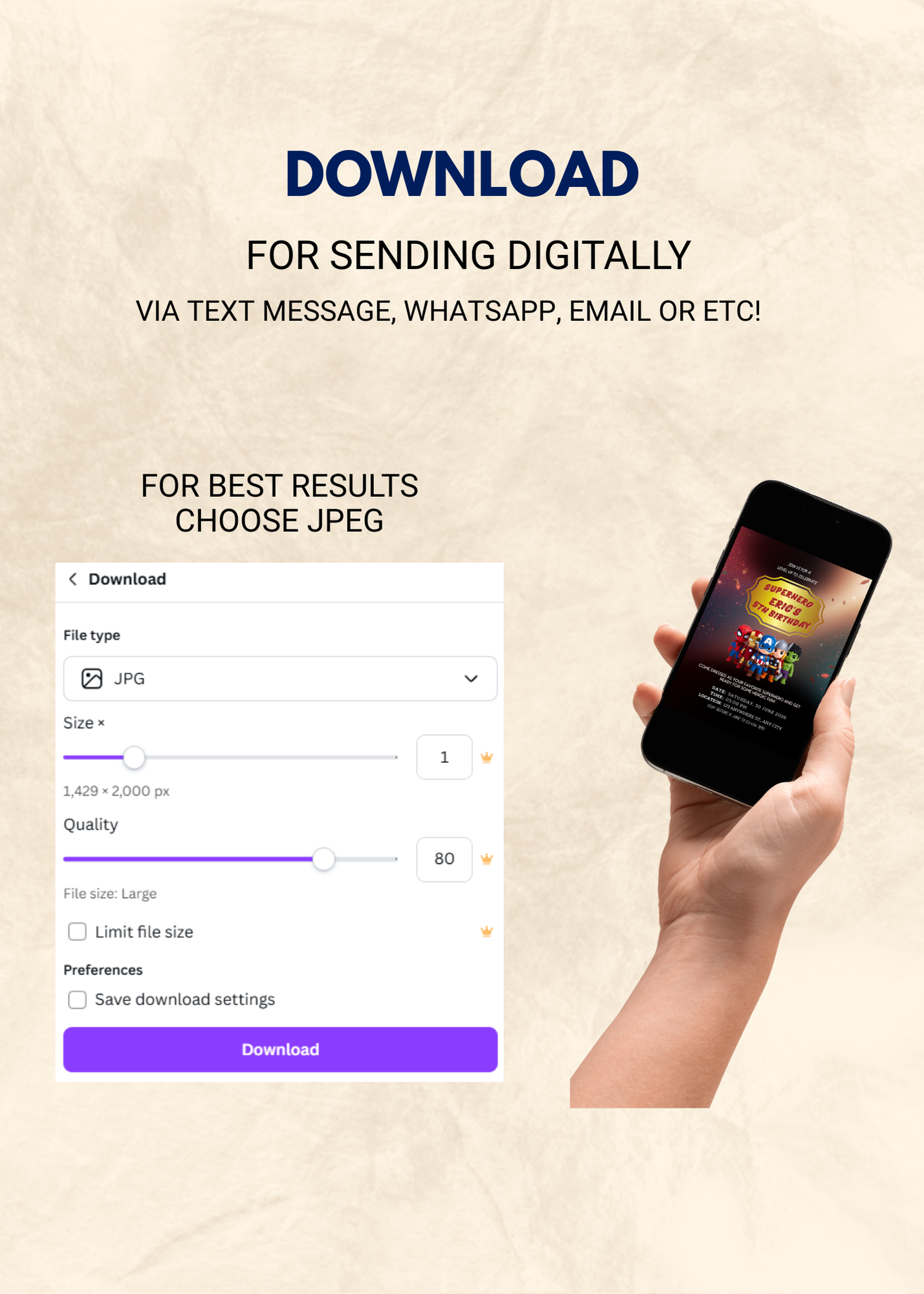 Superhero Birthday Editable Invitation (Portrait)