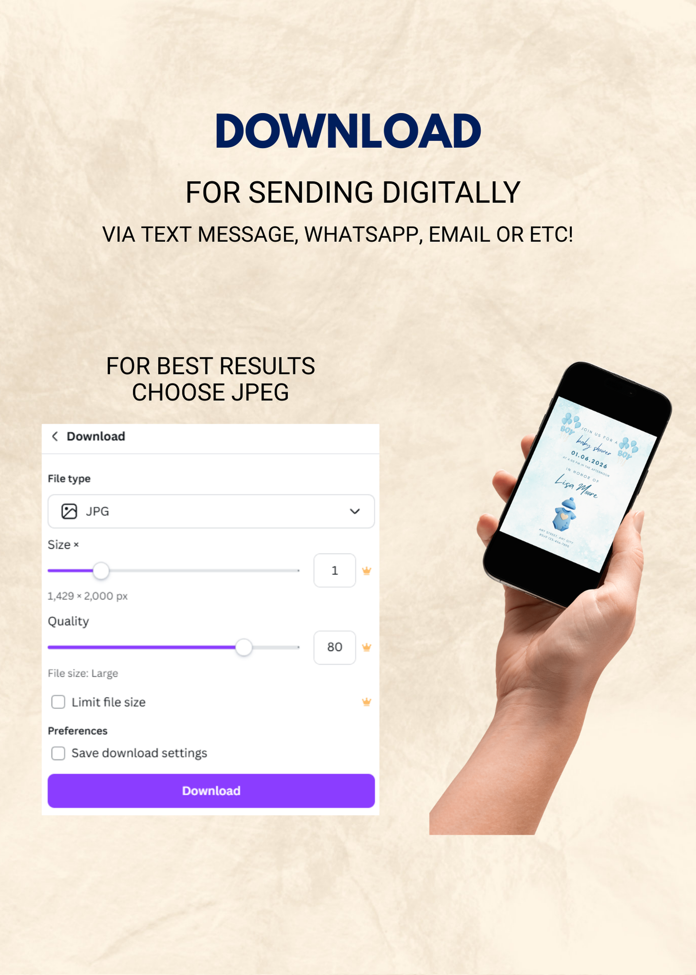 Boy Baby Shower Editable Invitation (Portrait)