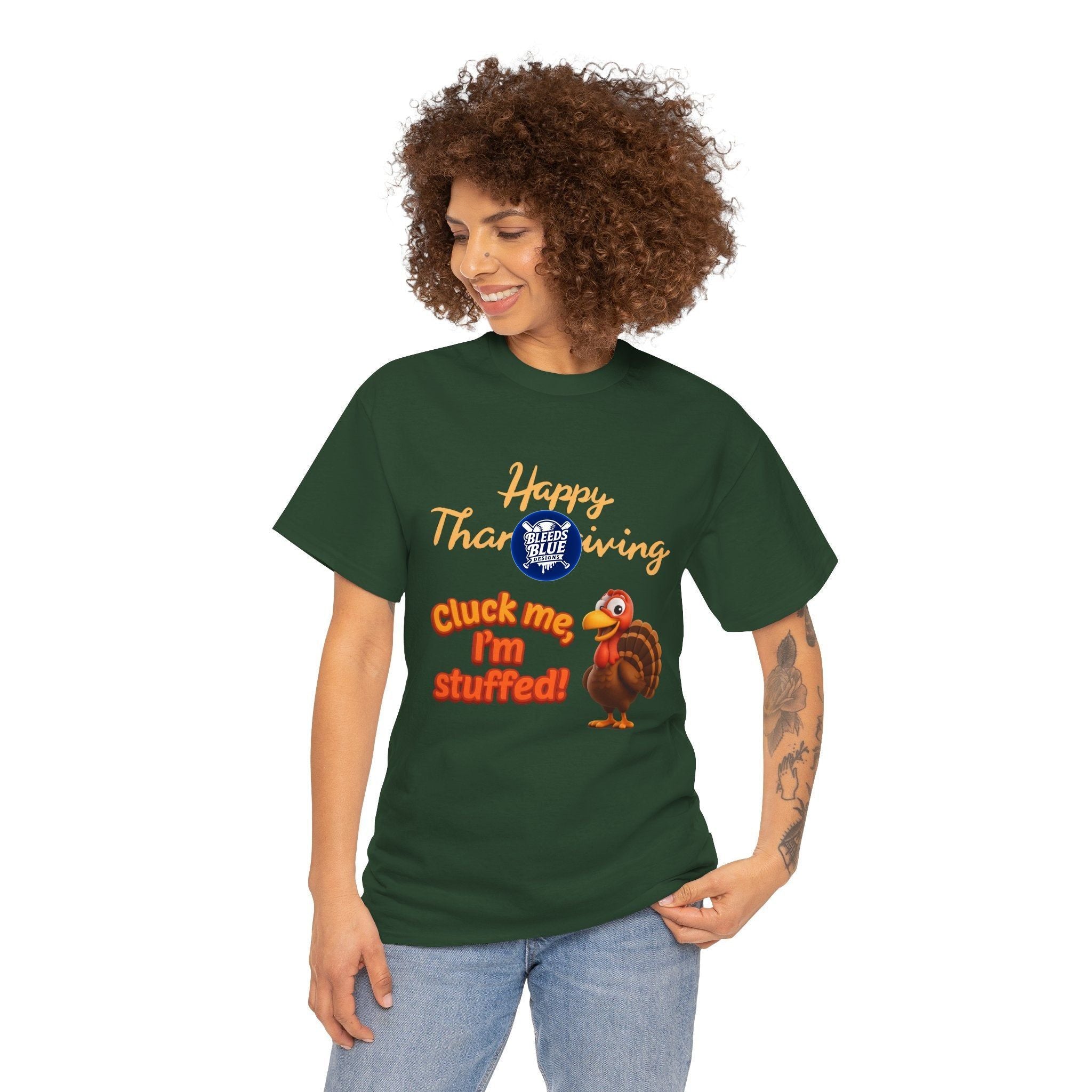 Cluck Me Im Stuffed Thanksgiving Holiday Tee Shirt - Unisex Heavy Cotton Casual Fit