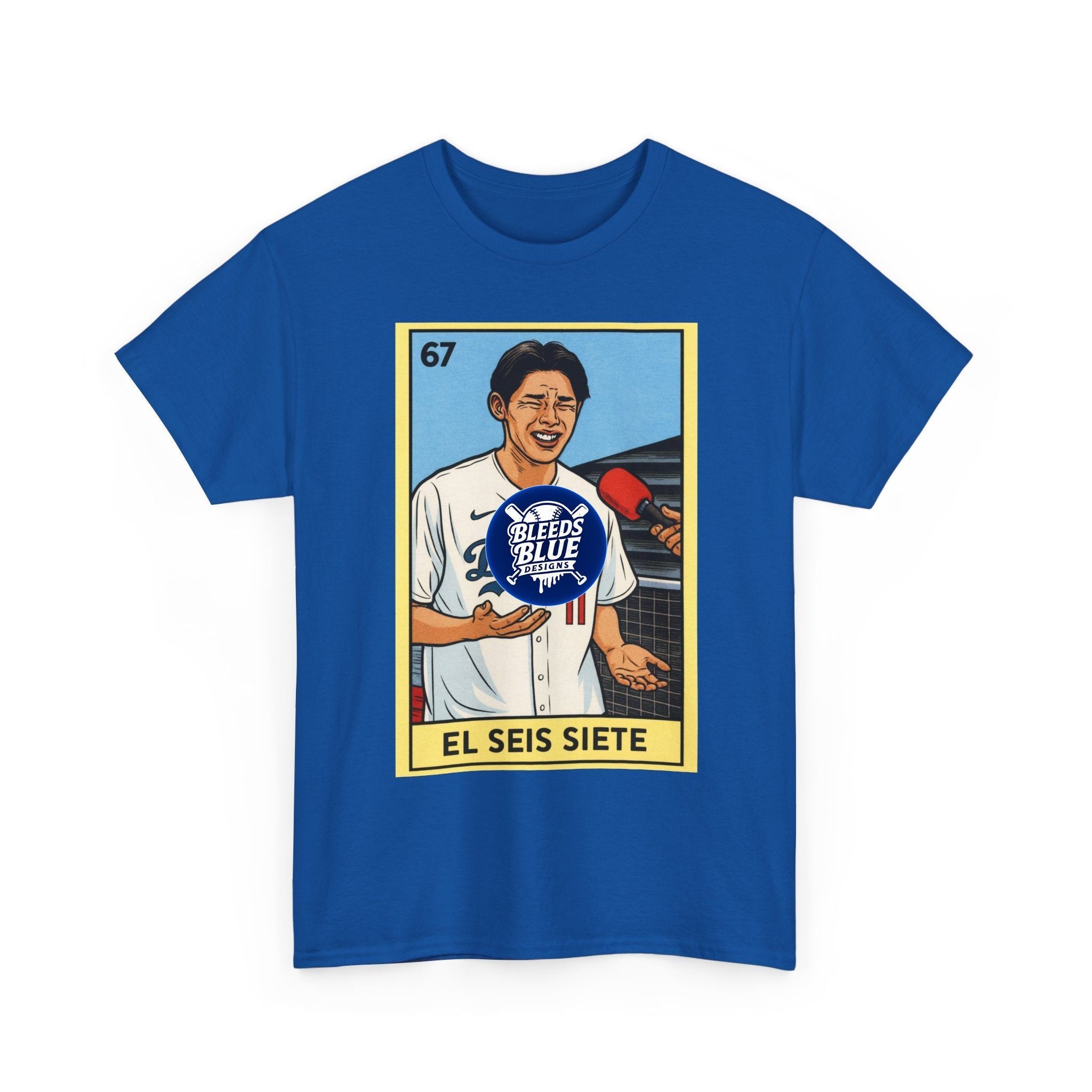 Roki Sasaki El Seis Siete Retro Lotería Baseball Tee — Vintage Player Card Design