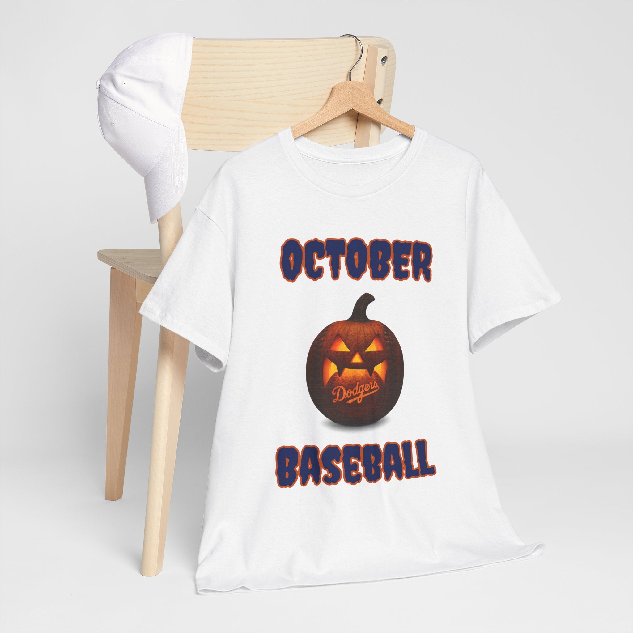 Spooky Season October Dodgers Baseball Tee Shirt - Unisex Heavy Cotton Casual Fit