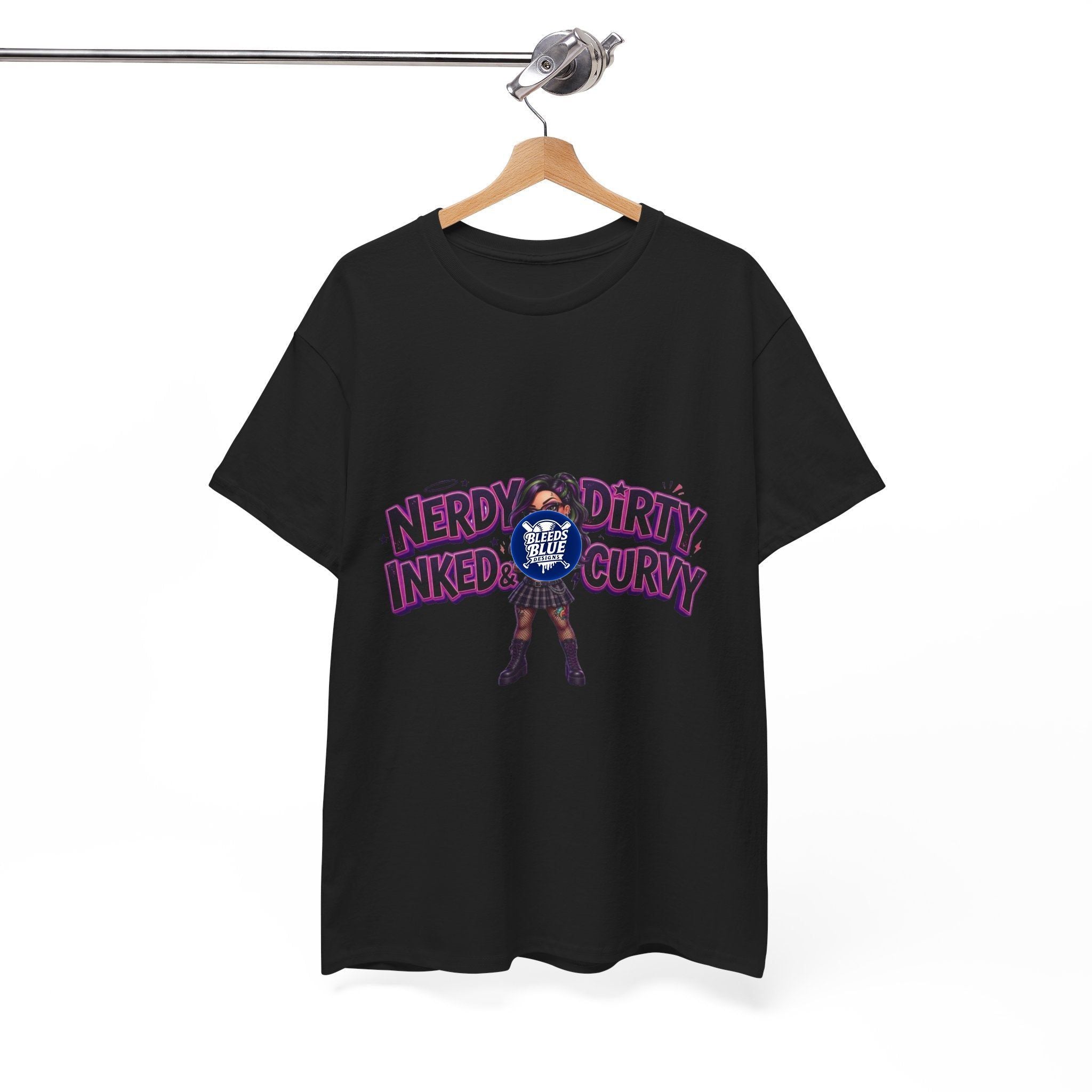 Nerdy Dirty Inked & Curvy T-Shirt — Graphic Tee for Tattooed, Curvy Women