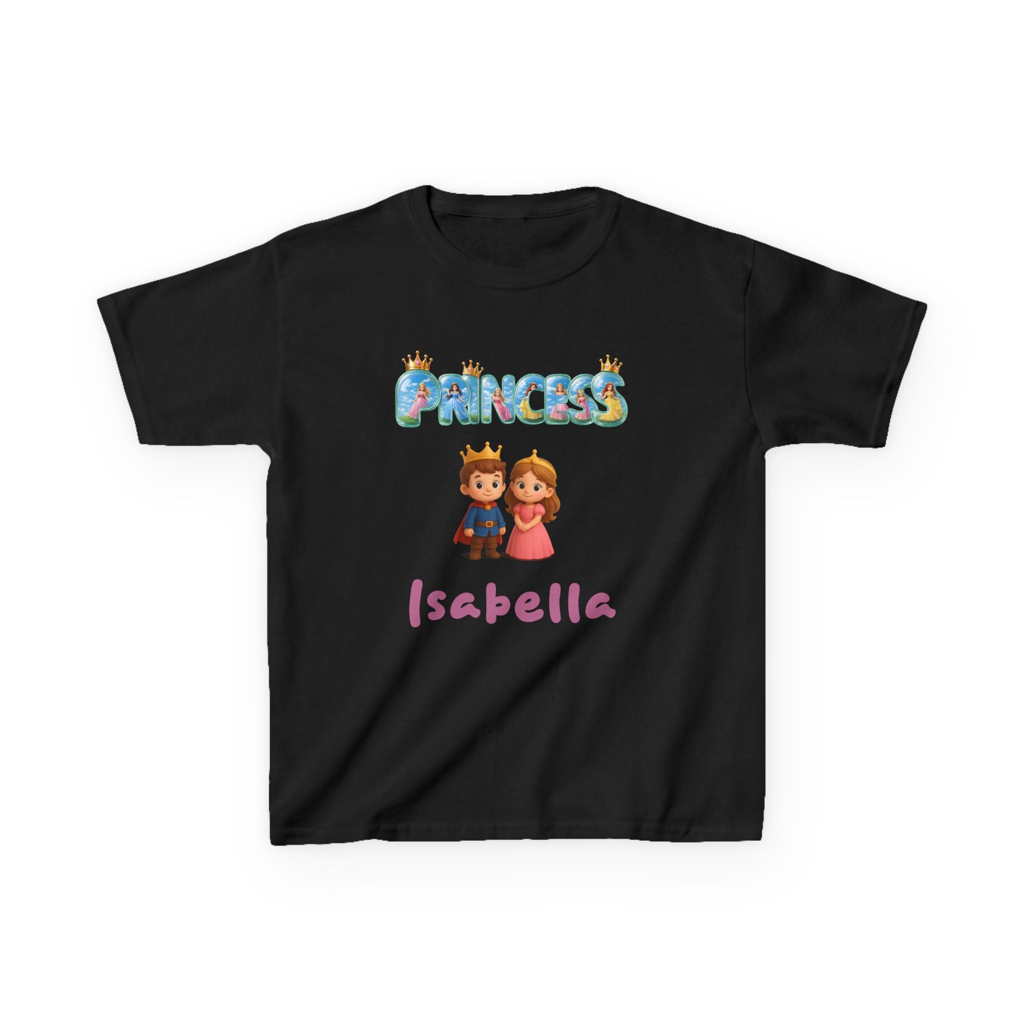 Personalized Kids T-Shirt — Colorful Princess Crown with Custom Name