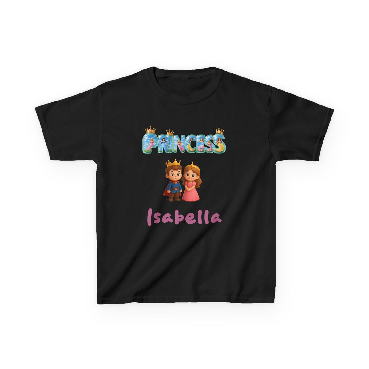 Personalized Kids T-Shirt — Colorful Princess Crown with Custom Name