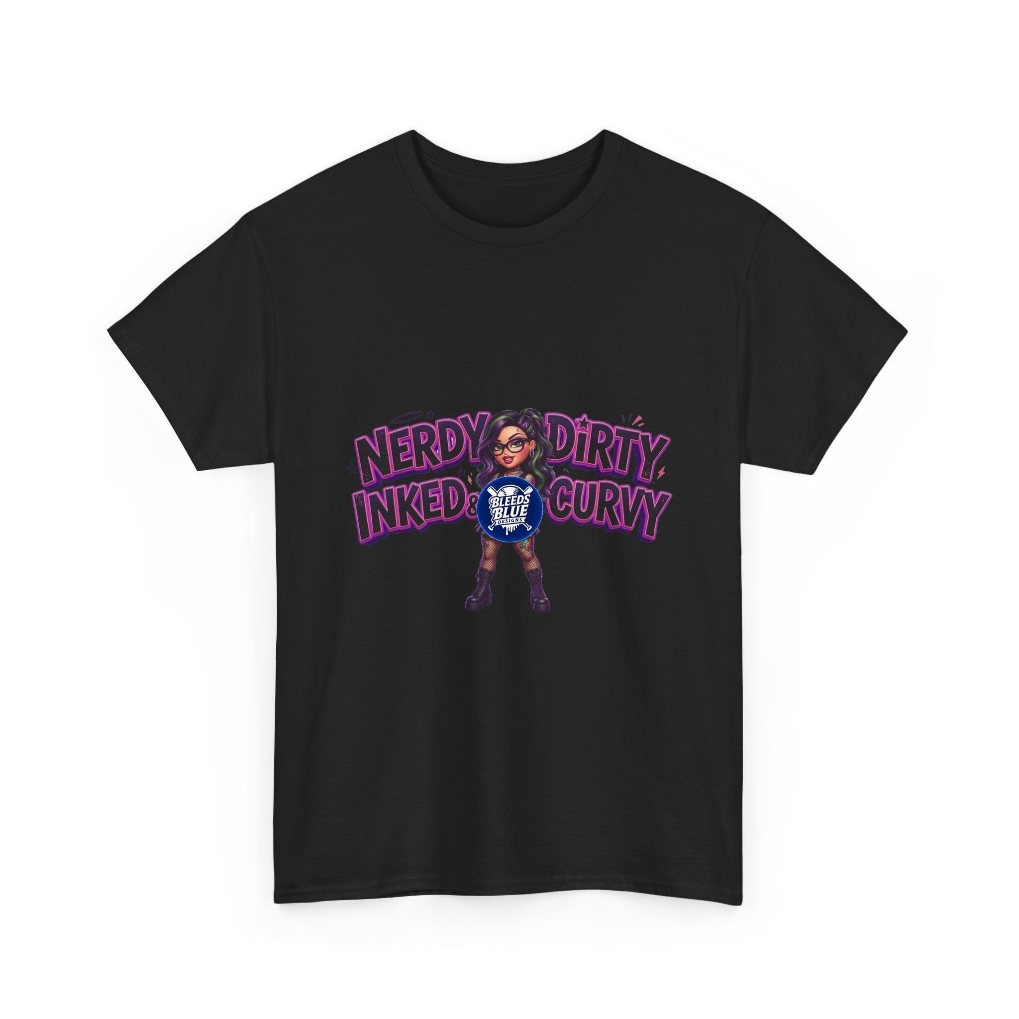 Nerdy Dirty Inked & Curvy T-Shirt — Graphic Tee for Tattooed, Curvy Women