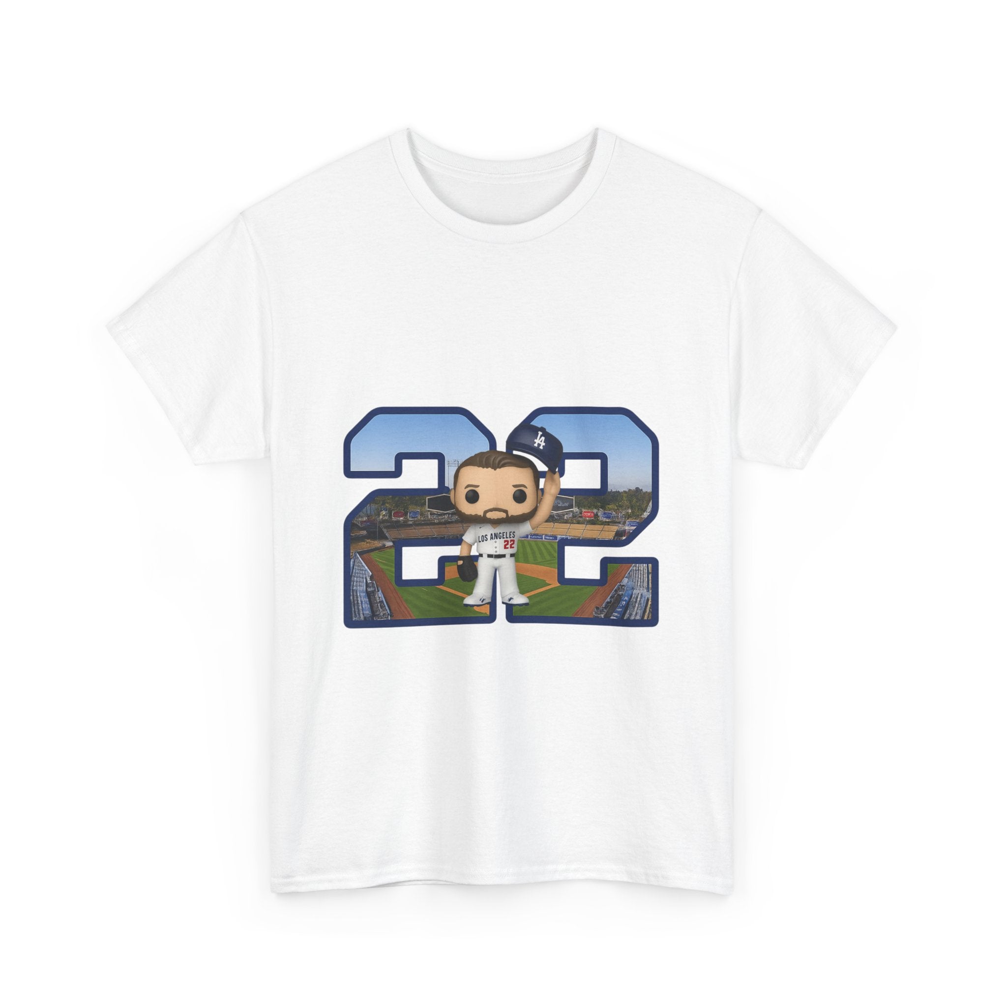 Kershaw Number 22 with a Funko Style Figurine Tee Shirt - Unisex Heavy Cotton Tee Casual Fit
