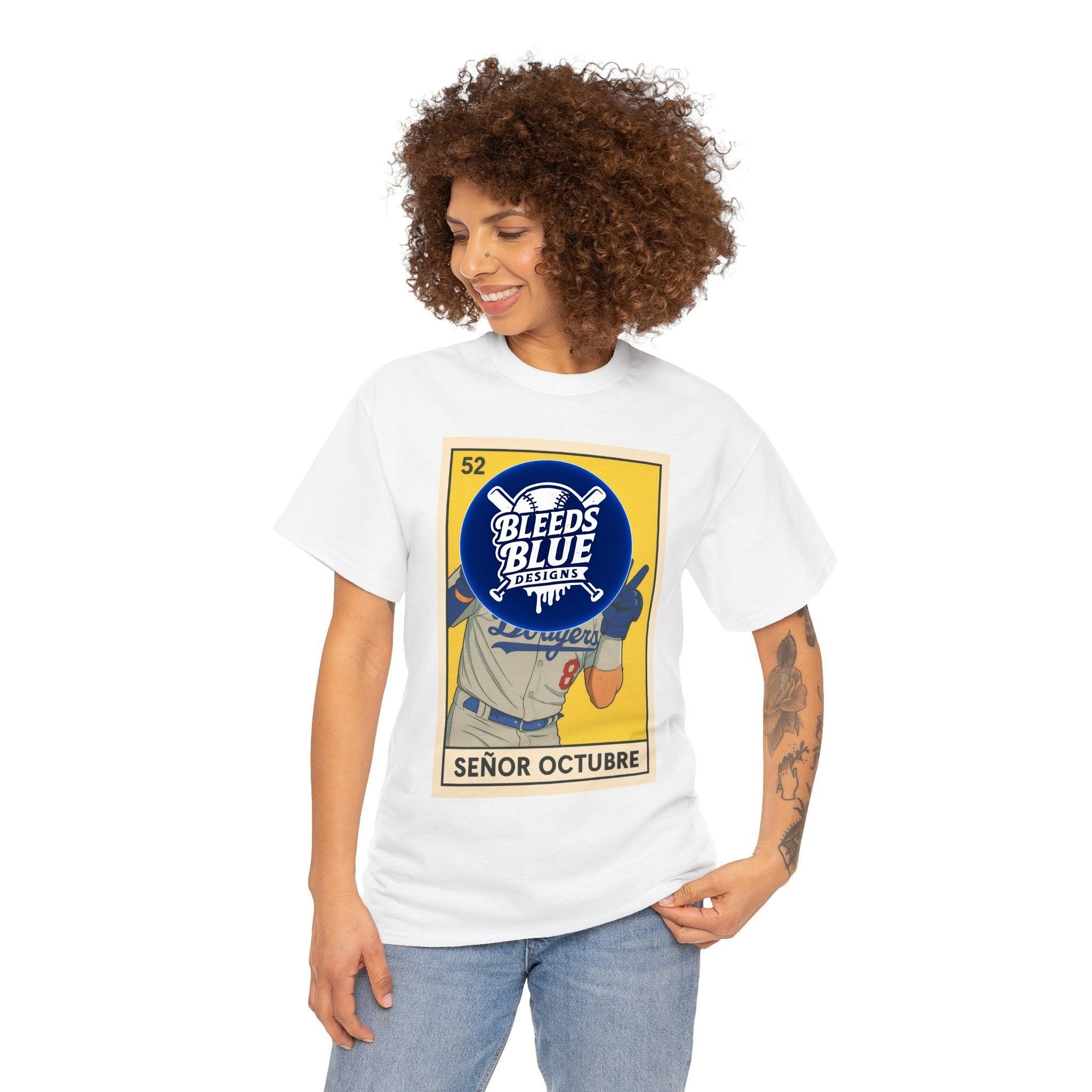 Kike Senor Octubre Loteria Card Tee Shirt - Unisex Heavy Cotton Casual Fit