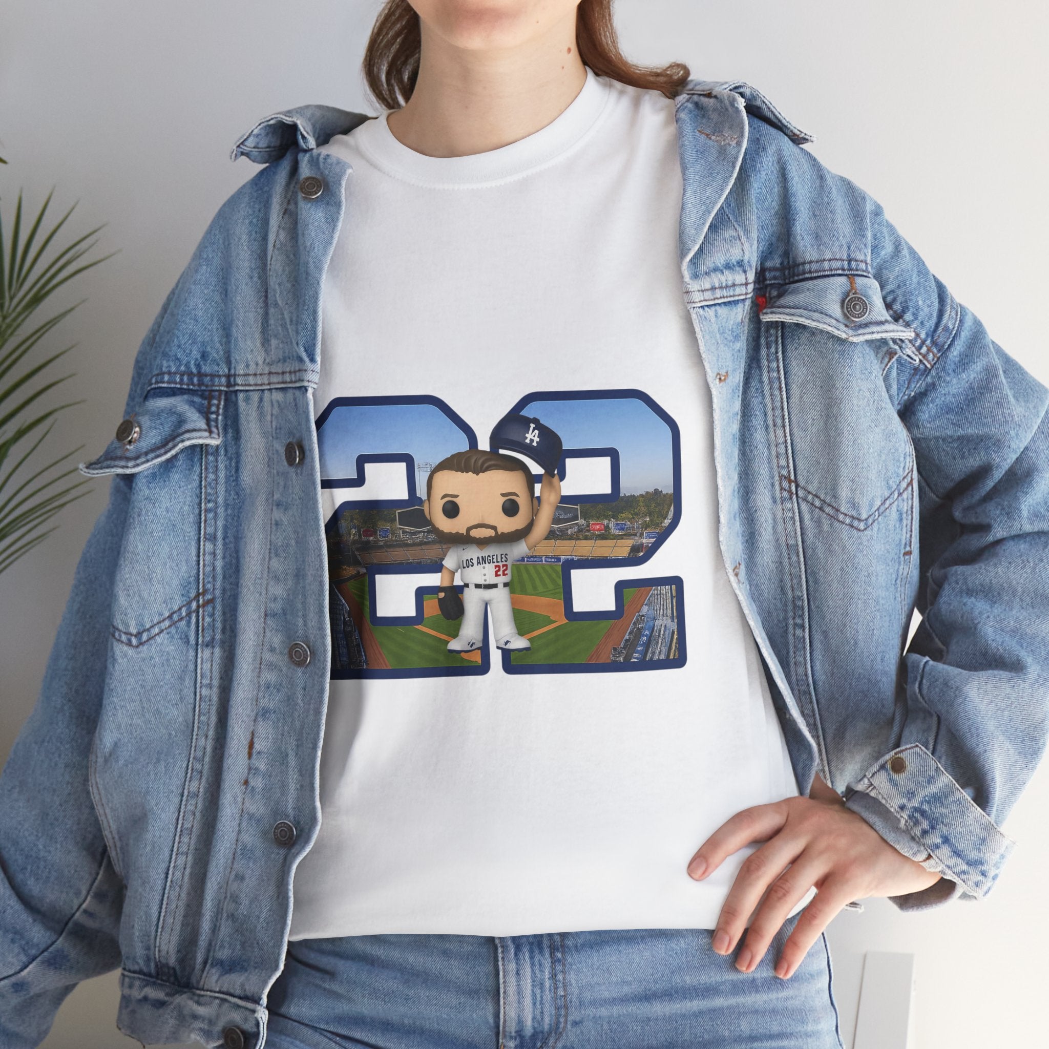 Kershaw Number 22 with a Funko Style Figurine Tee Shirt - Unisex Heavy Cotton Tee Casual Fit