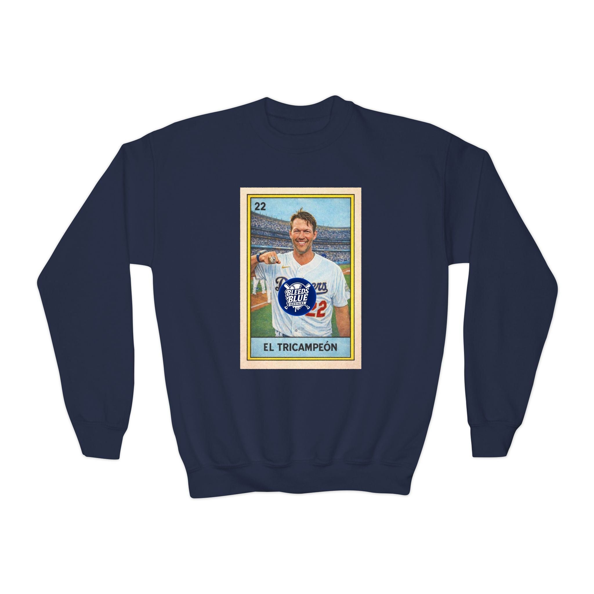 El Tricampeón Lotería Card Kershaw Team Pride - Youth Crewneck Sweatshirt