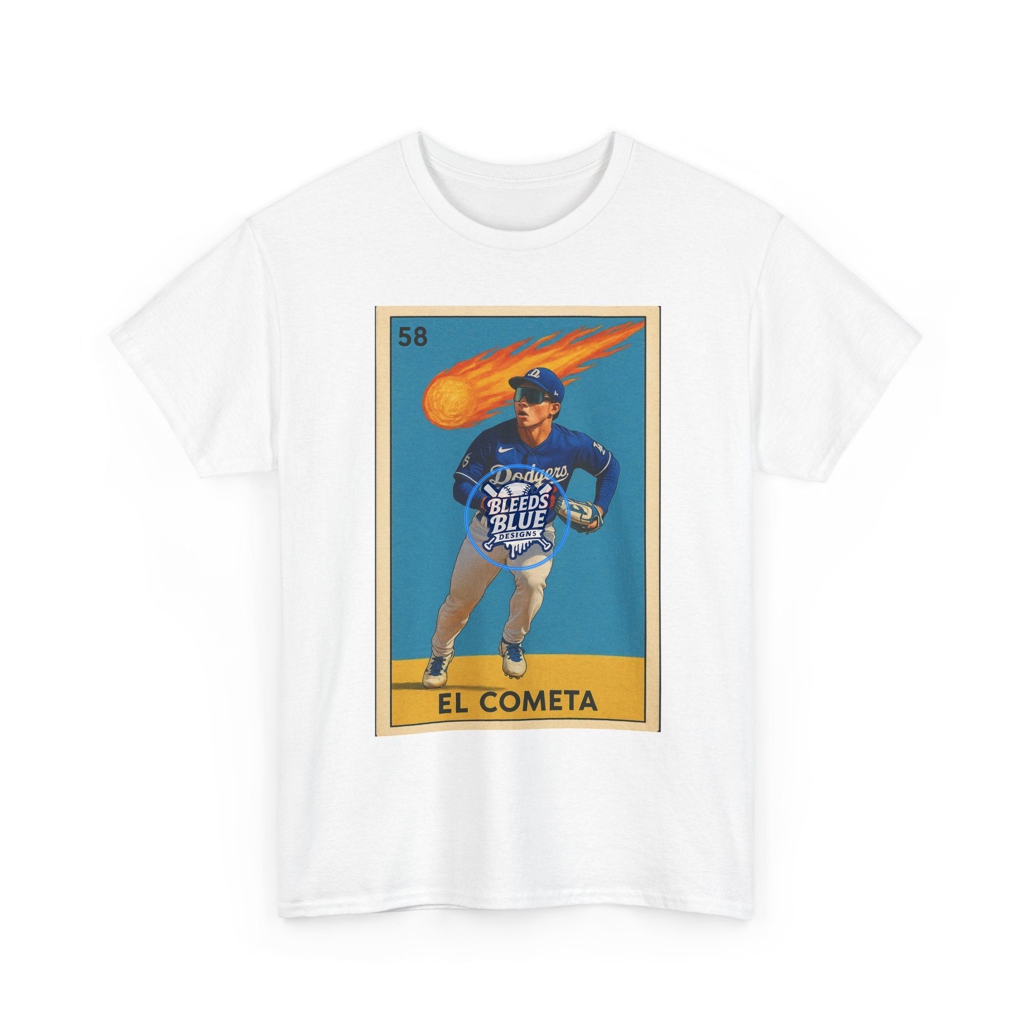 Dodgers Hyeseong Kim El Cometa Loteria Card Tee Shirt - Unisex Heavy Cotton Casual Fit