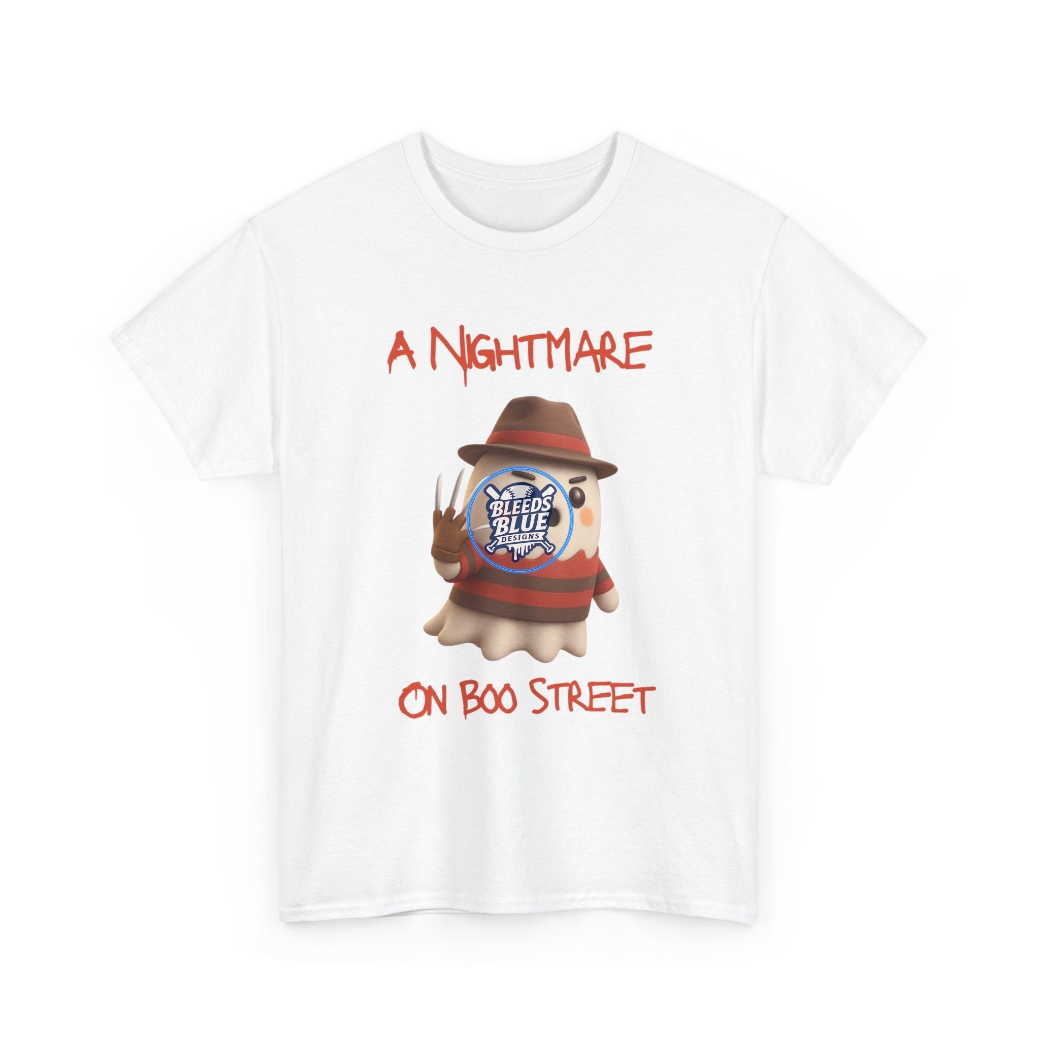 Halloween Spooky A Nightmare On Boo Street Tee Shirt - Unisex Heavy Cotton Casual Fit