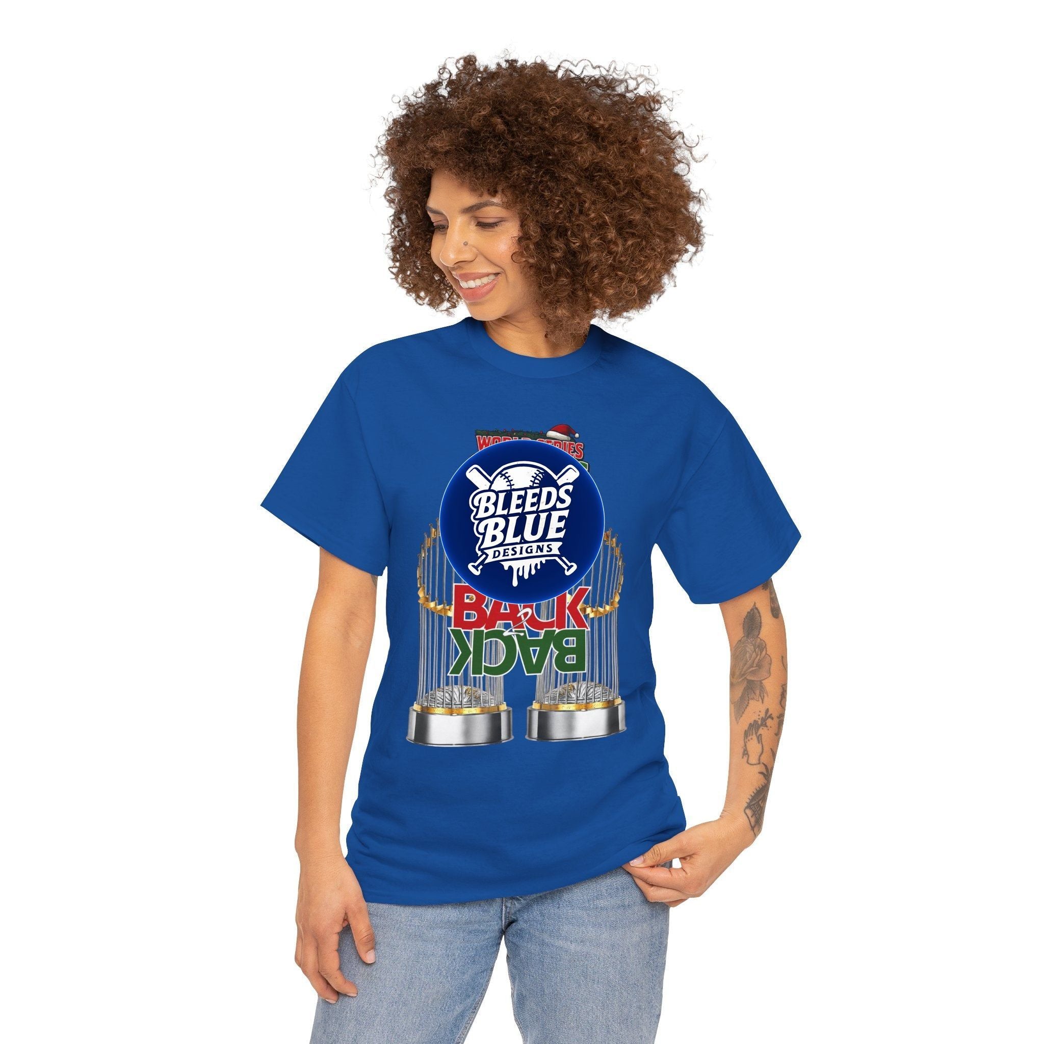 Holiday Back 2 Back World Series Champions Dodgers Tee Shirt - Unisex Heavy Cotton Casual Fit